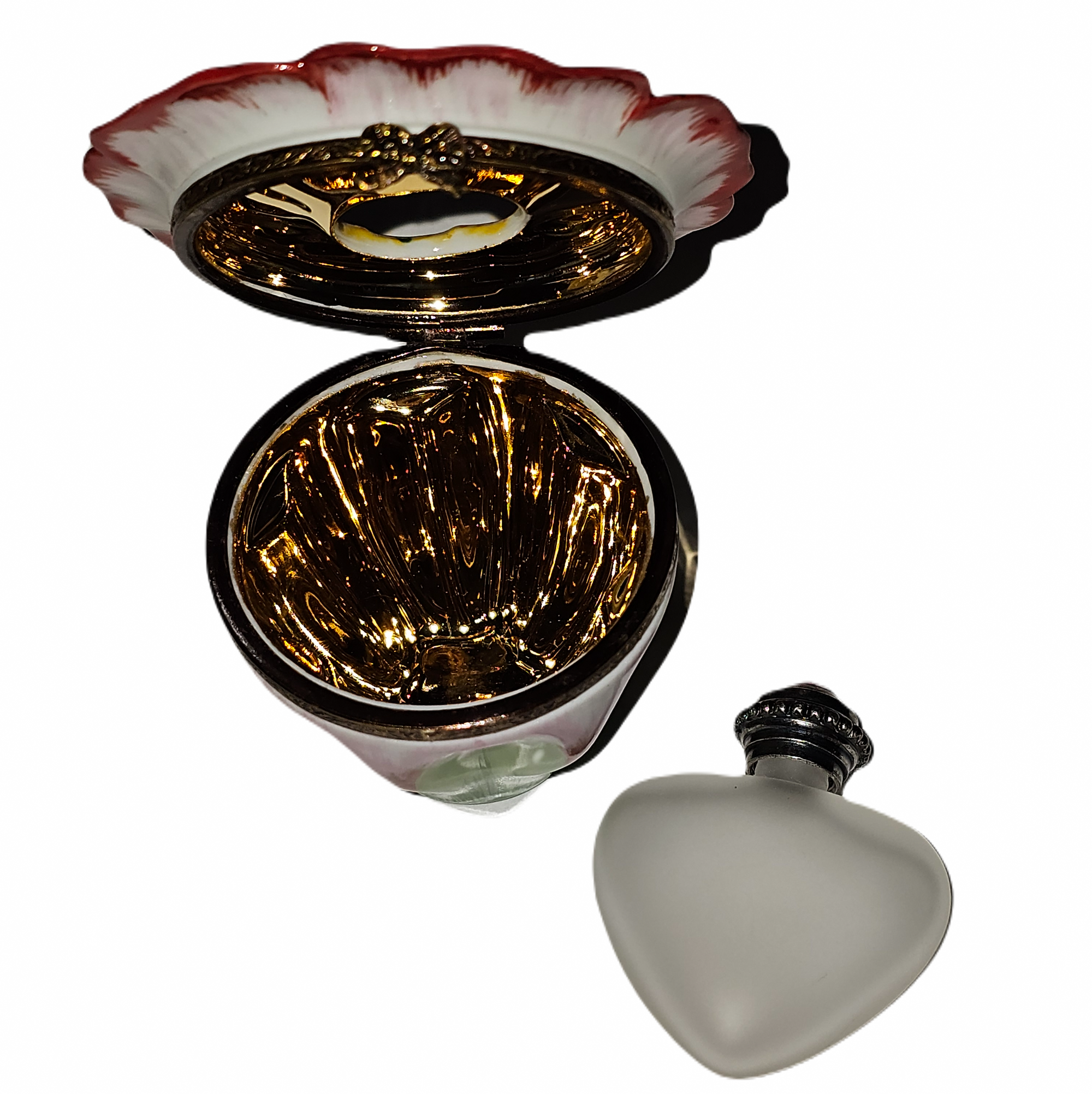 Yellow Flower Perfume Box Porcelain Limoges perfume flower French Trinket Box