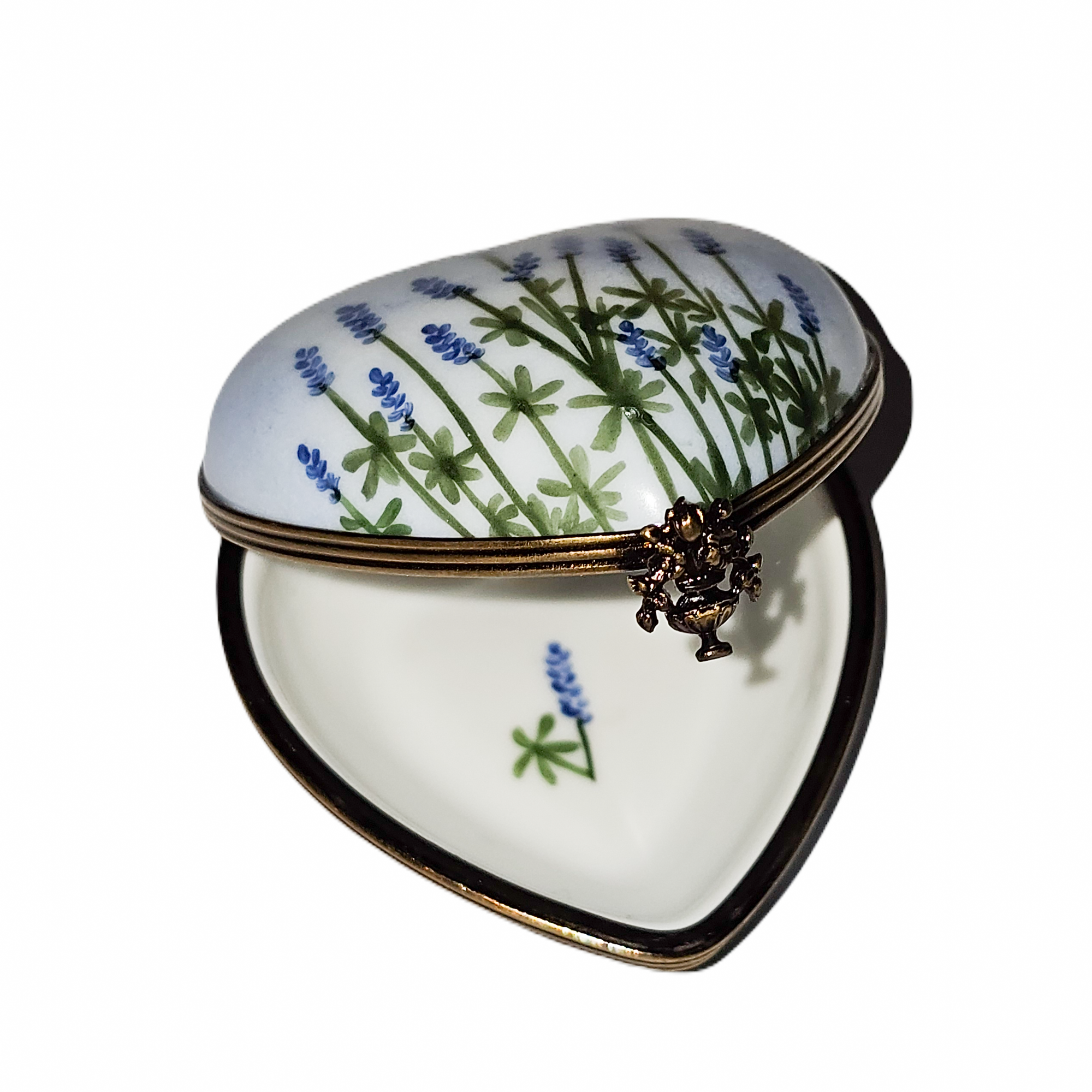 Forget Me Not Light Blue Heart Porcelain Limoges heart French Trinket Box