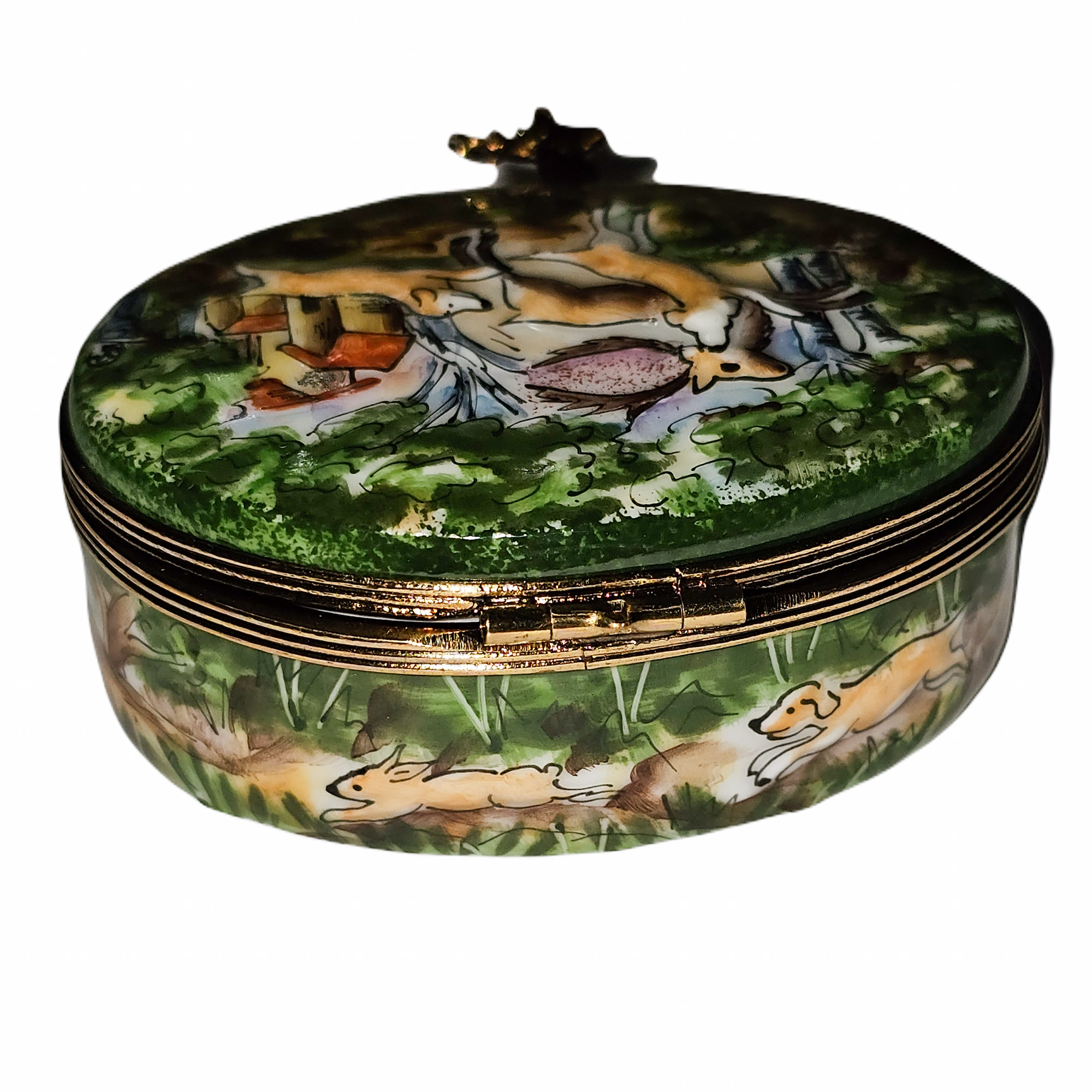 Hunting Scene Limoges Box Porcelain Limoges professional traditional French Trinket Box
