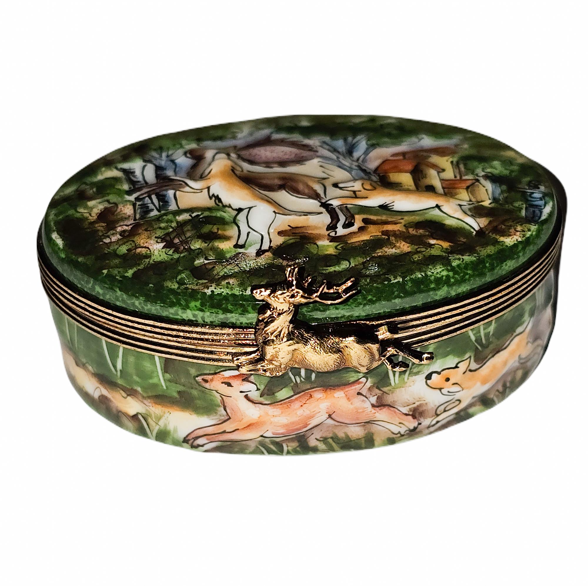 Hunting Scene Limoges Box Porcelain Limoges professional traditional French Trinket Box