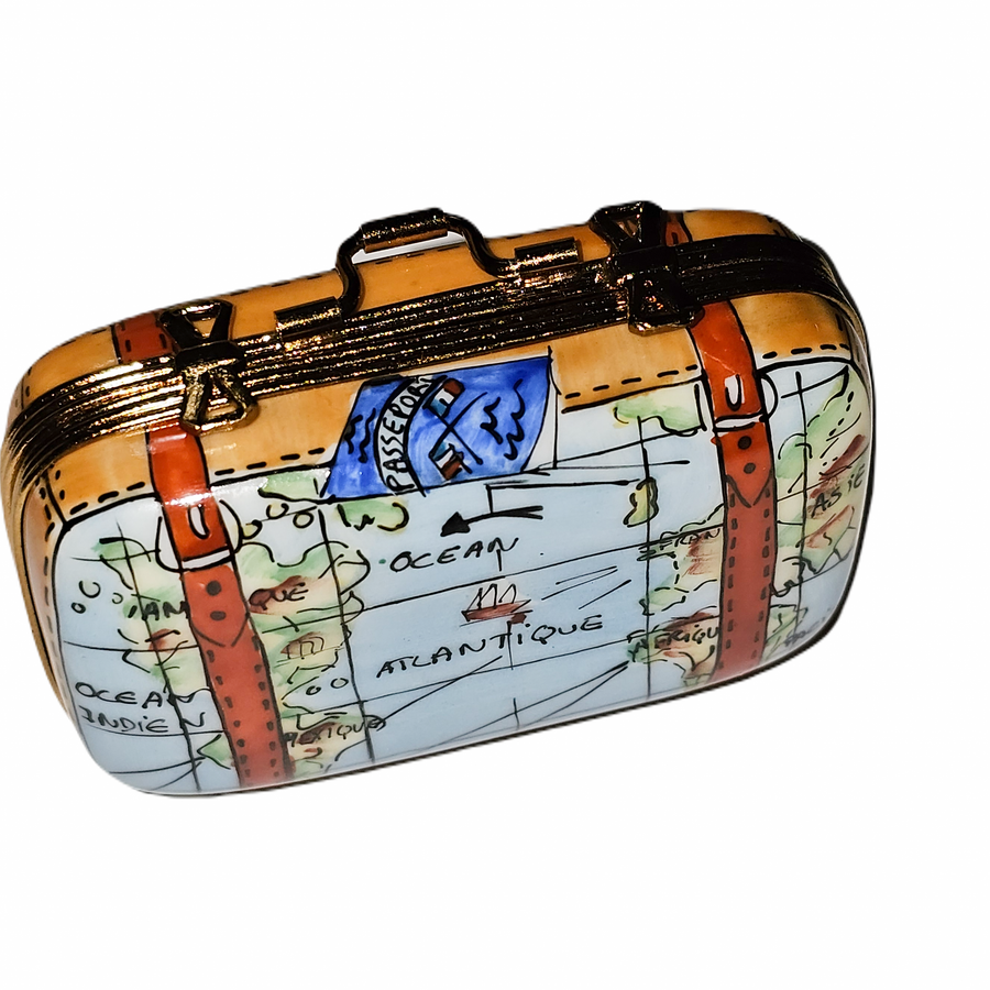 Vintage Suitcase Limoges Box Porcelain Limoges bags home travel French Trinket Box