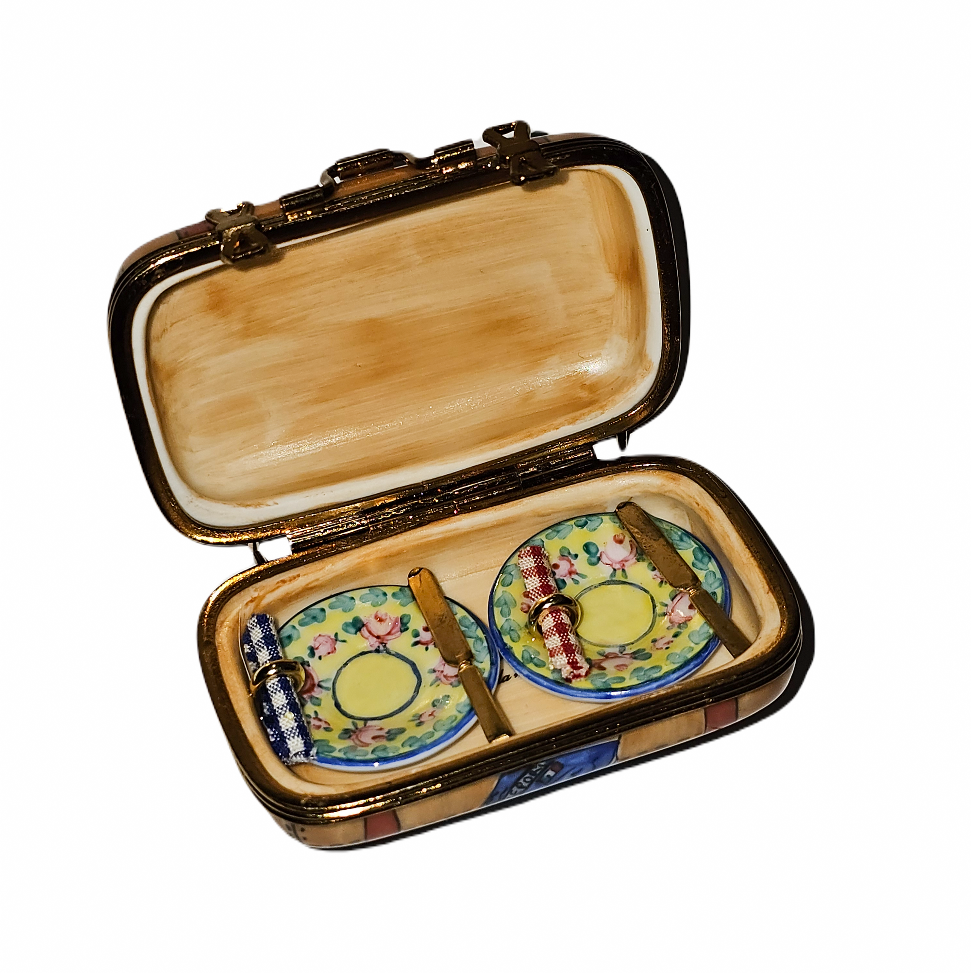 Vintage Suitcase Limoges Box Porcelain Limoges bags home travel French Trinket Box