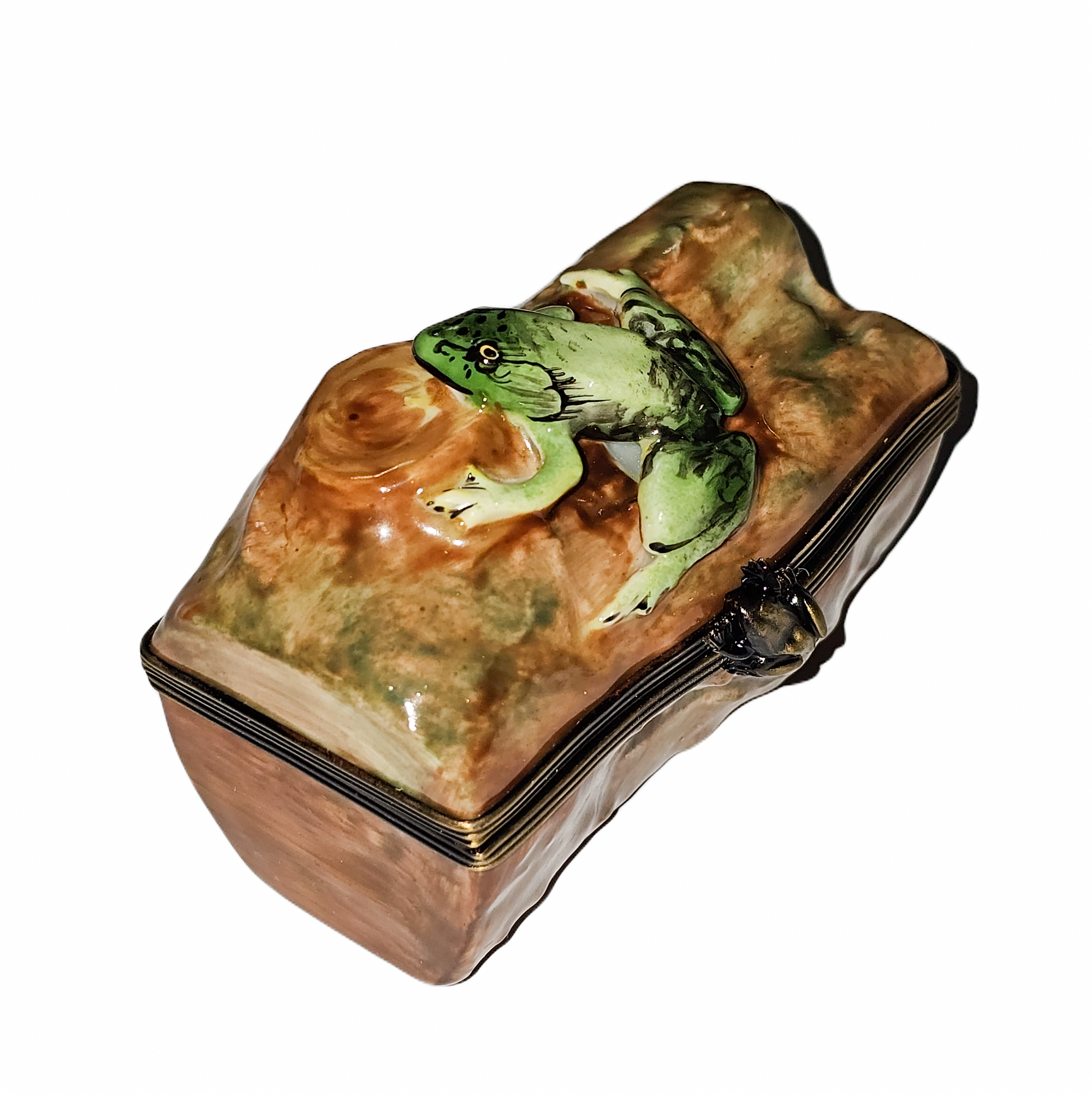 Charming Frog Figurine Box Porcelain Limoges Frog turtle French Trinket Box