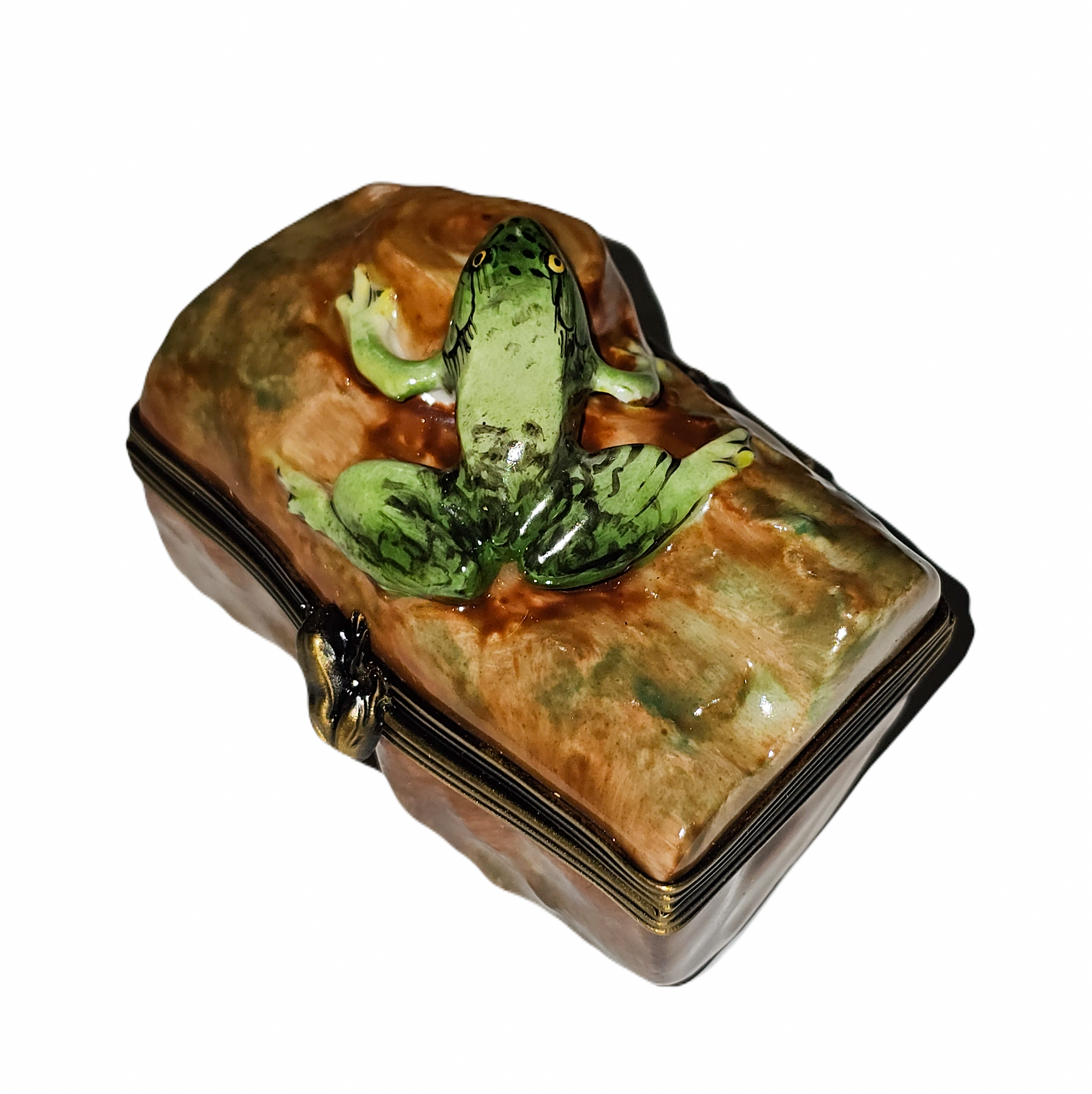 Charming Frog Figurine Box Porcelain Limoges Frog turtle French Trinket Box