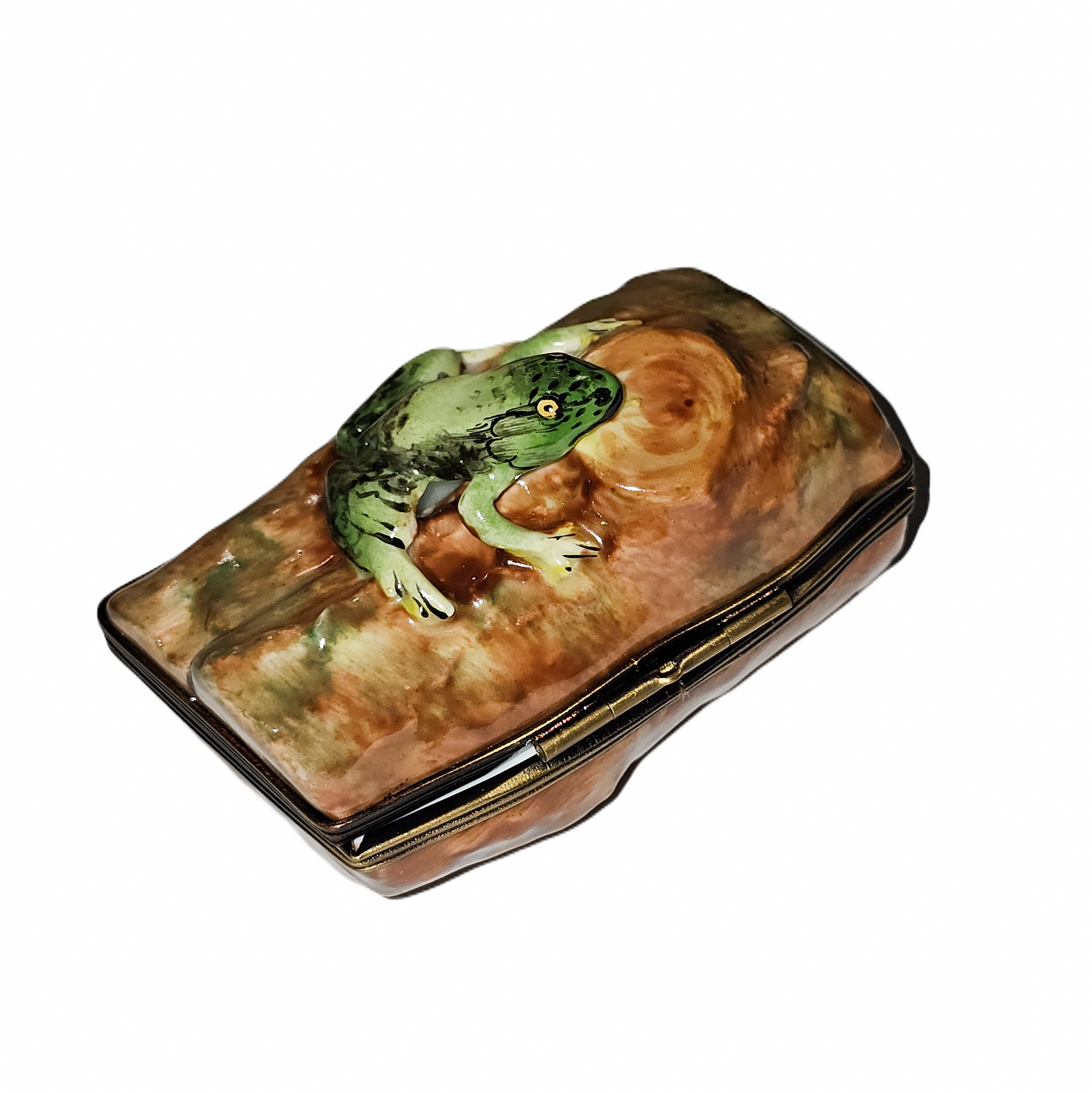 Charming Frog Figurine Box Porcelain Limoges Frog turtle French Trinket Box