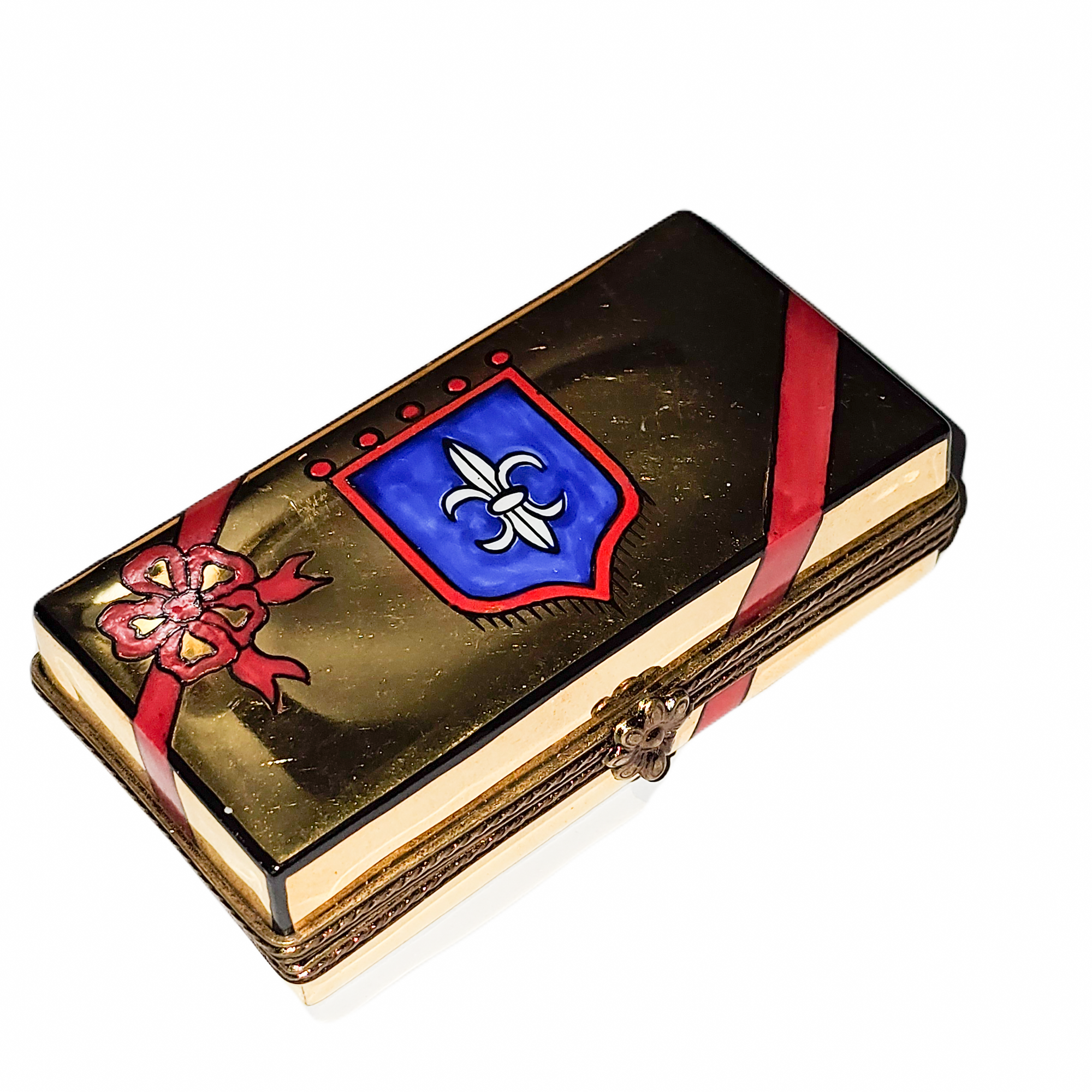 Fleur De Lis Chocolate Treasure Porcelain Limoges food france valentine French Trinket Box