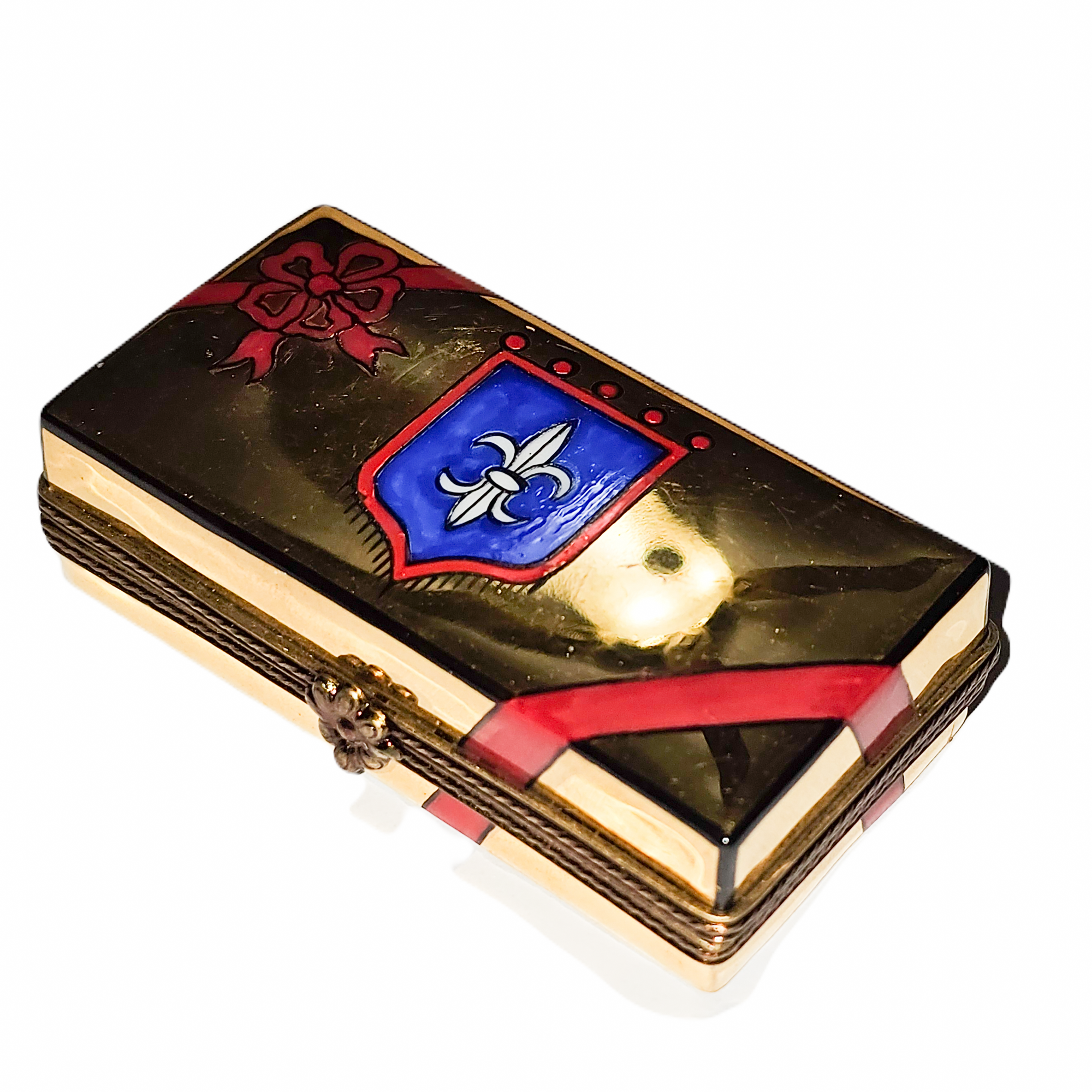 Fleur De Lis Chocolate Treasure Porcelain Limoges food france valentine French Trinket Box