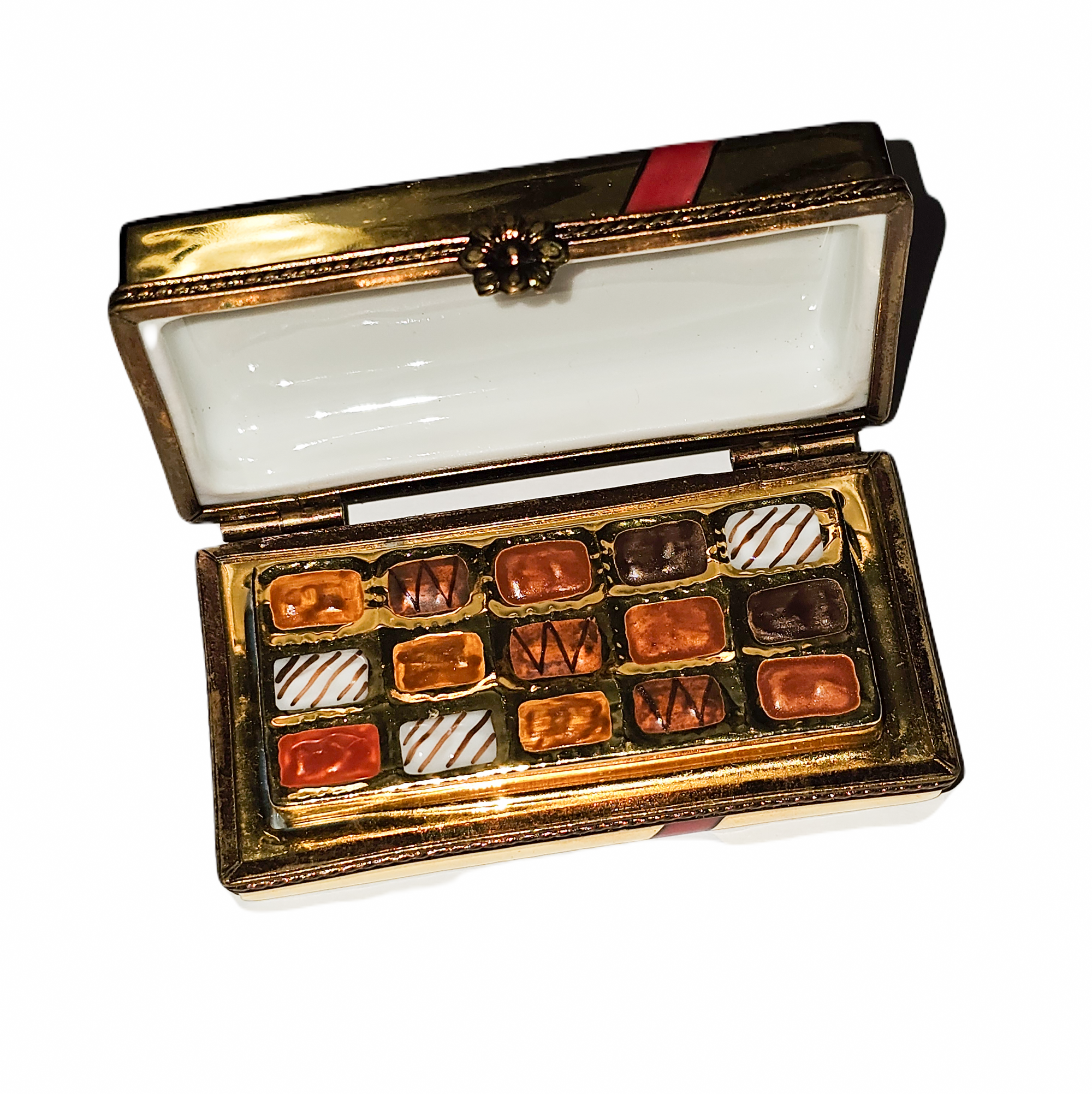 Fleur De Lis Chocolate Treasure Porcelain Limoges food france valentine French Trinket Box