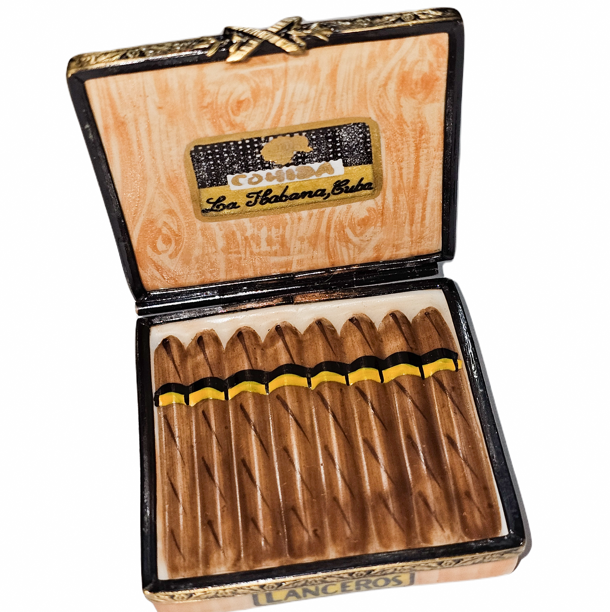 Lancheros Habana Cigar Box Elegance Porcelain Limoges wine French Trinket Box