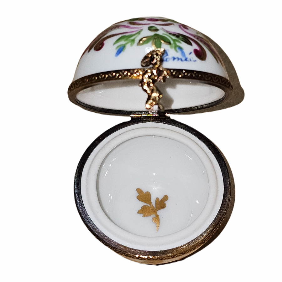 Pink Floral Round Limoges Box Porcelain Limoges traditional French Trinket Box
