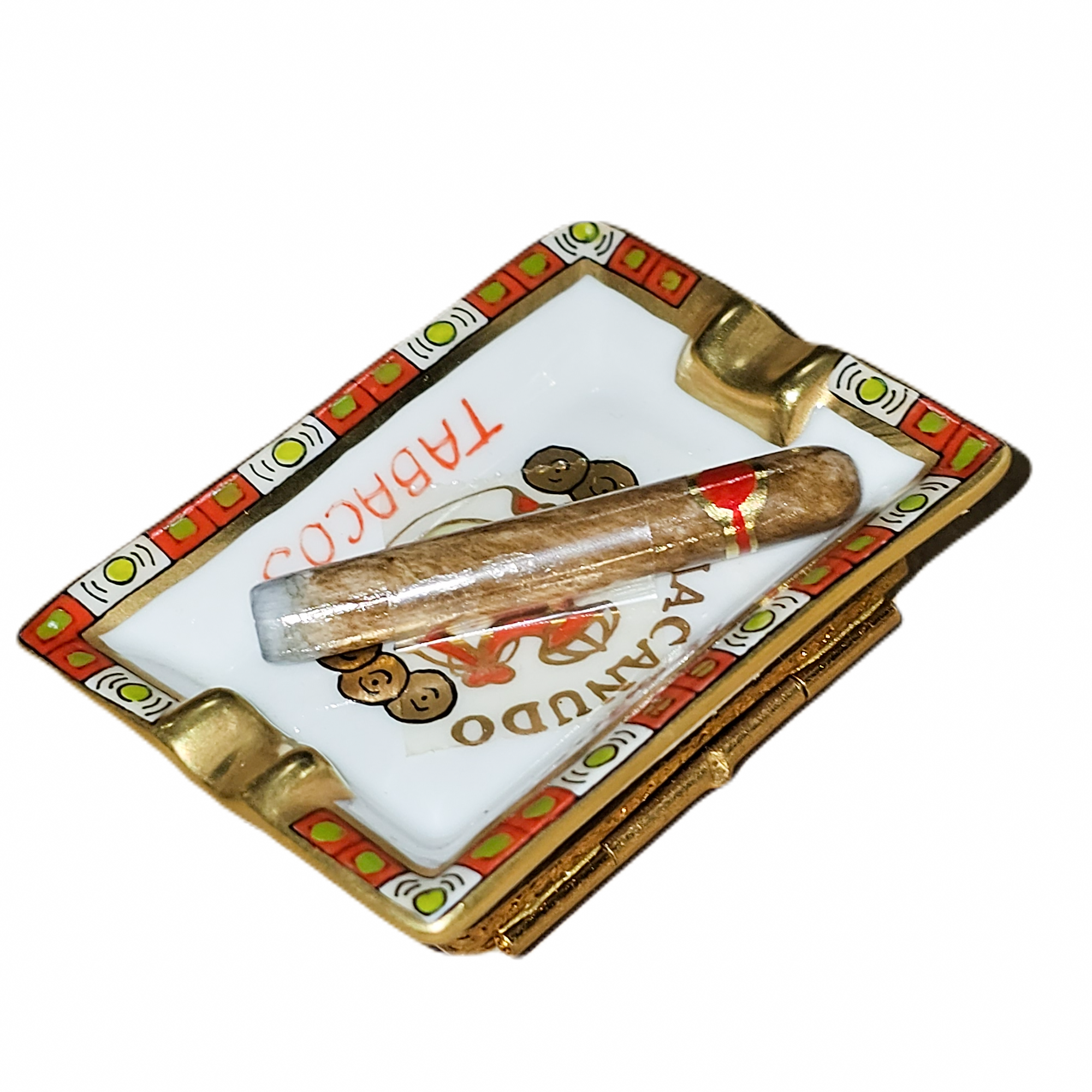 La Canudo Cigar Ashtray Delight Porcelain Limoges wine French Trinket Box