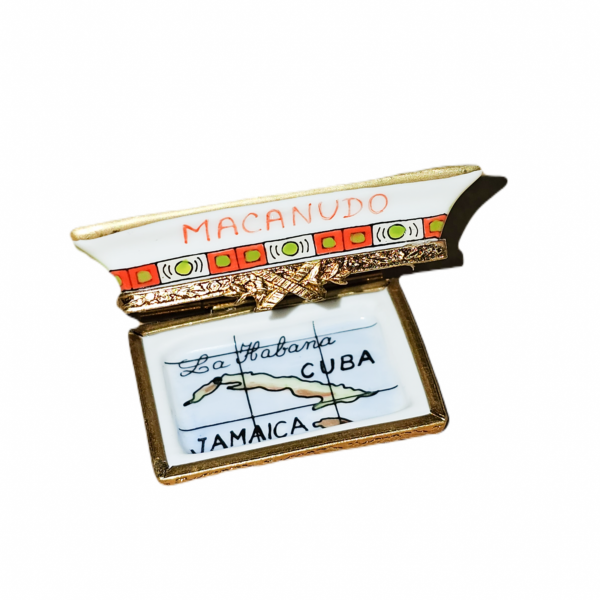 La Canudo Cigar Ashtray Delight Porcelain Limoges wine French Trinket Box