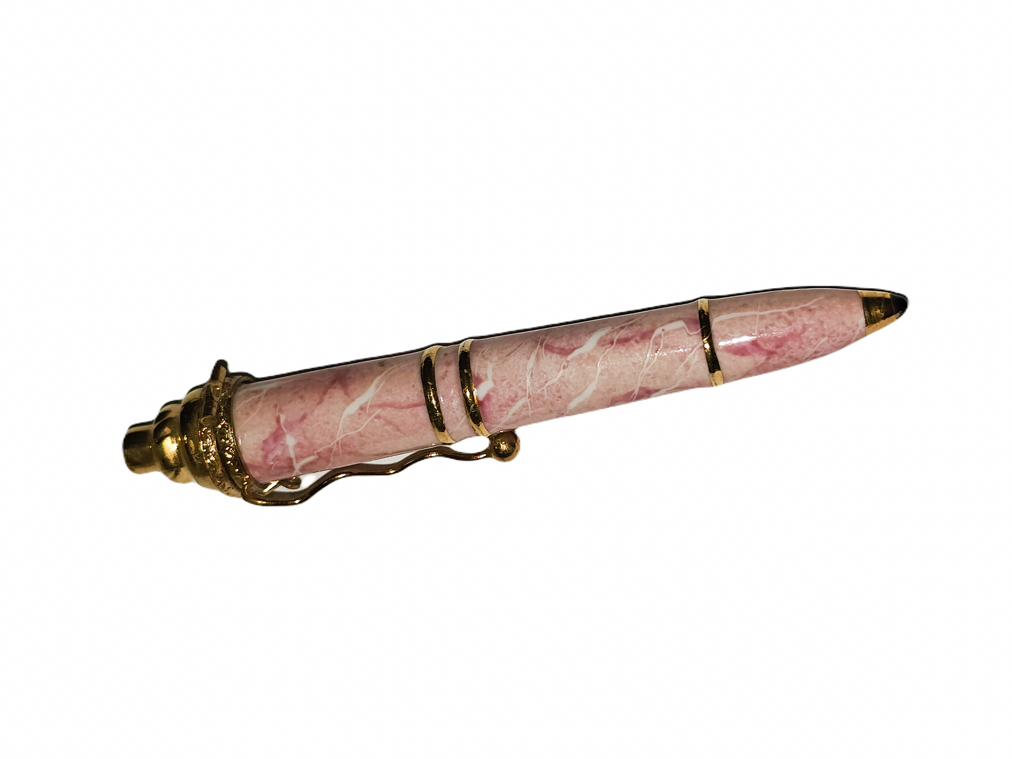Elegant Pink Ballpoint Pen Porcelain Limoges professional French Trinket Box