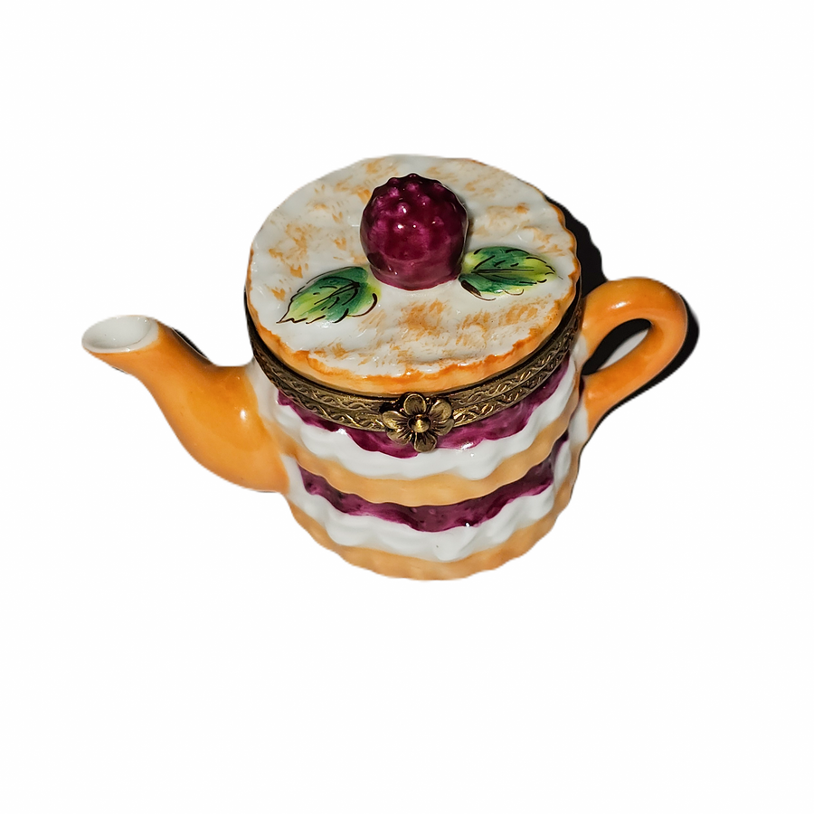 Raspberry Delight Teapot Box Porcelain Limoges china French Trinket Box