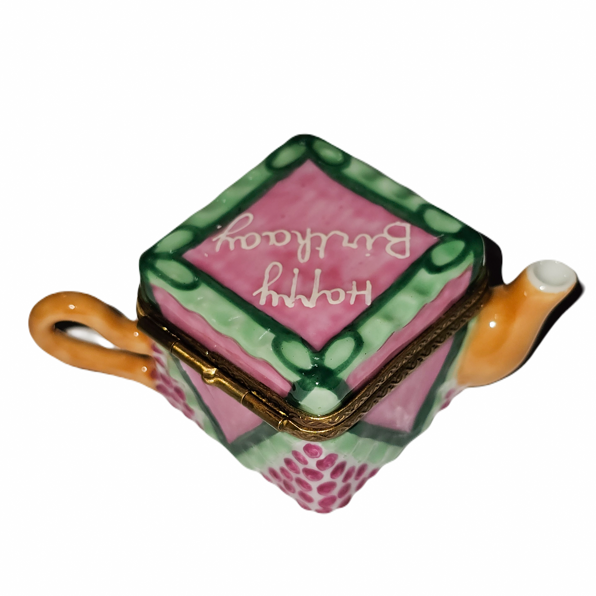 Happy Birthday Cake Teapot Porcelain Limoges Birthday china French Trinket Box