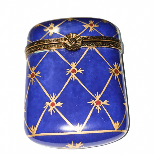 Elegant Dark Blue Limoges Box Porcelain Limoges traditional French Trinket Box