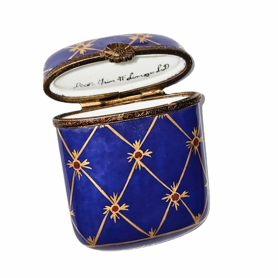 Elegant Dark Blue Limoges Box Porcelain Limoges traditional French Trinket Box