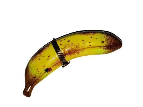 Banana and Ladybug Delight Porcelain Limoges fruit vegetable French Trinket Box