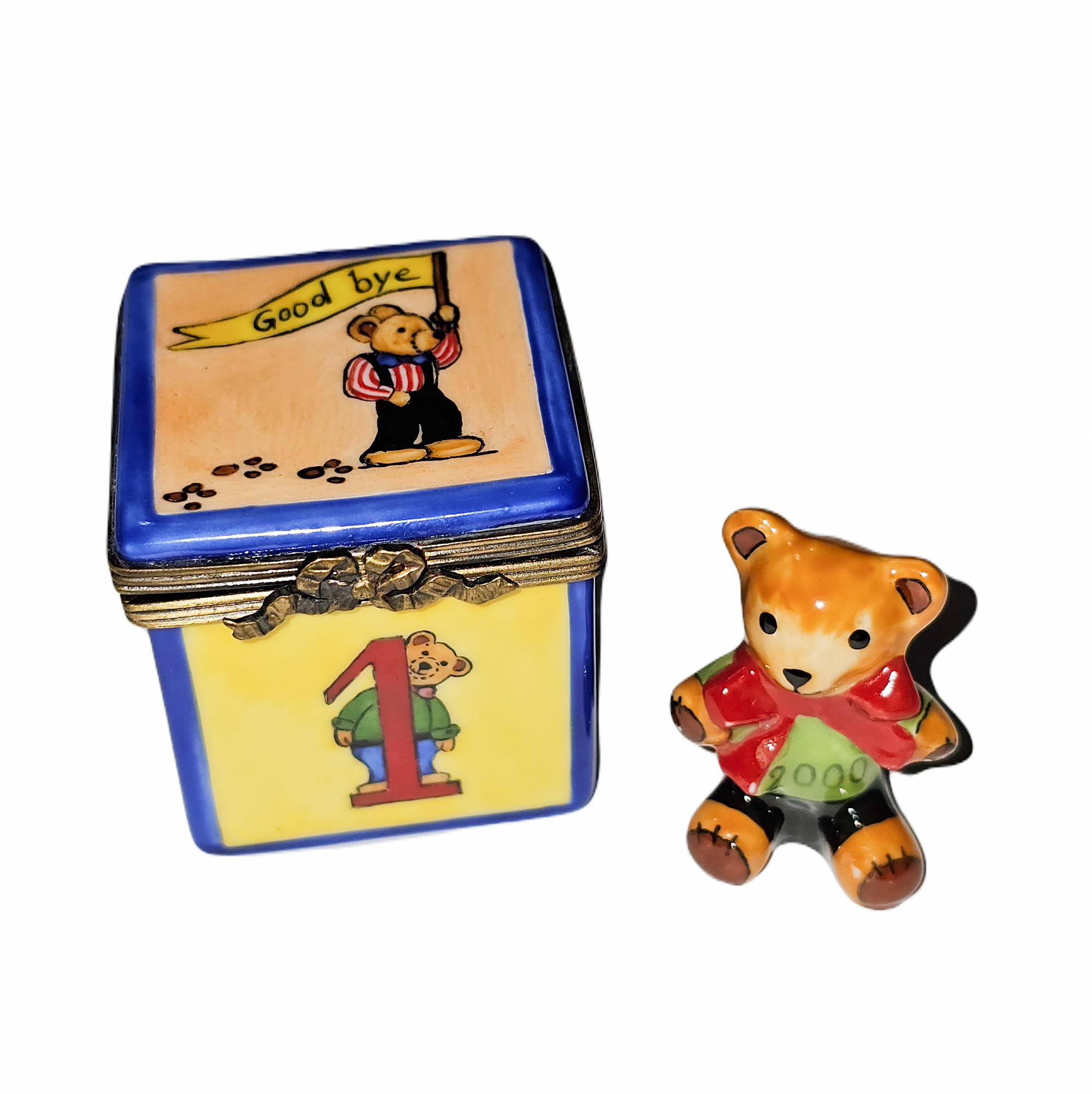 Teddy Bear Keepsake Treasure Porcelain Limoges teddy baby French Trinket Box