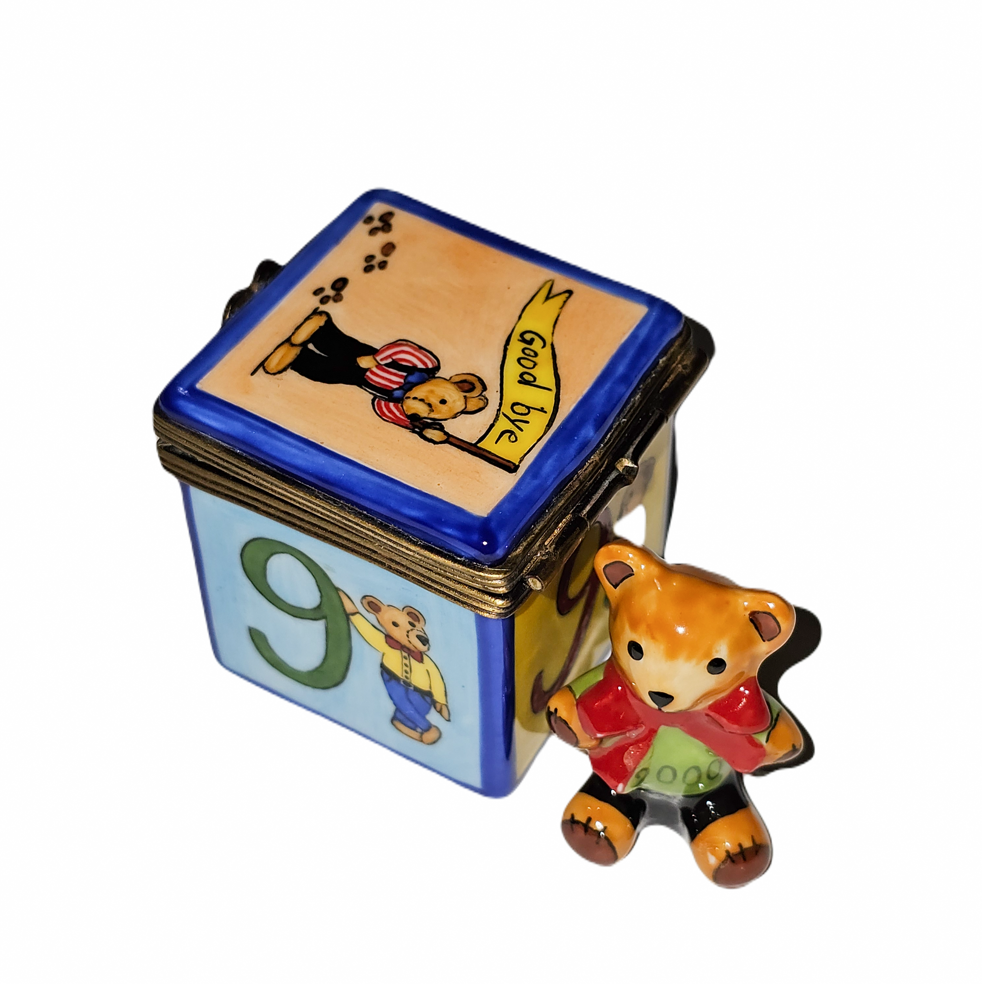 Teddy Bear Keepsake Treasure Porcelain Limoges teddy baby French Trinket Box