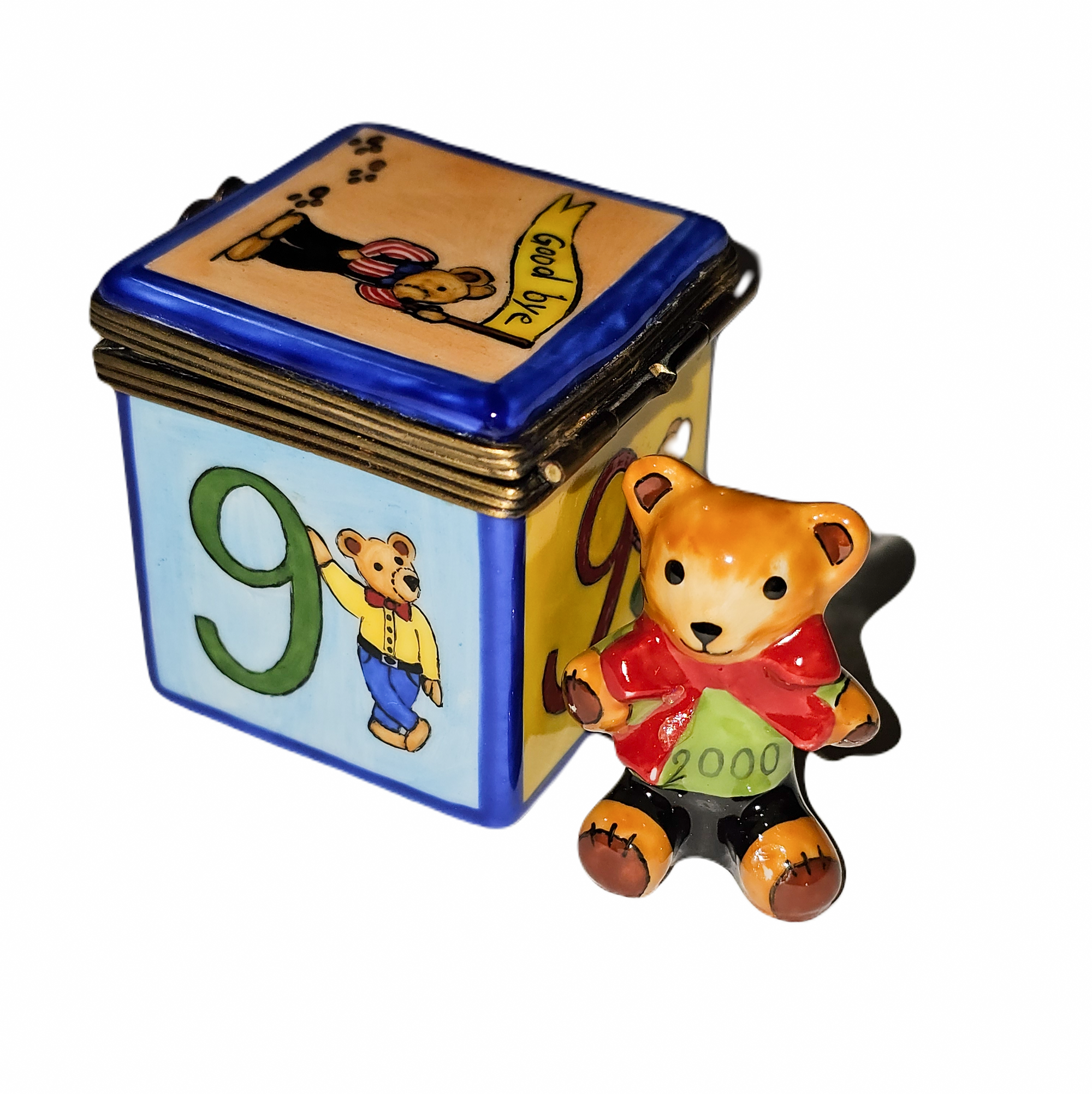 Teddy Bear Keepsake Treasure Porcelain Limoges teddy baby French Trinket Box