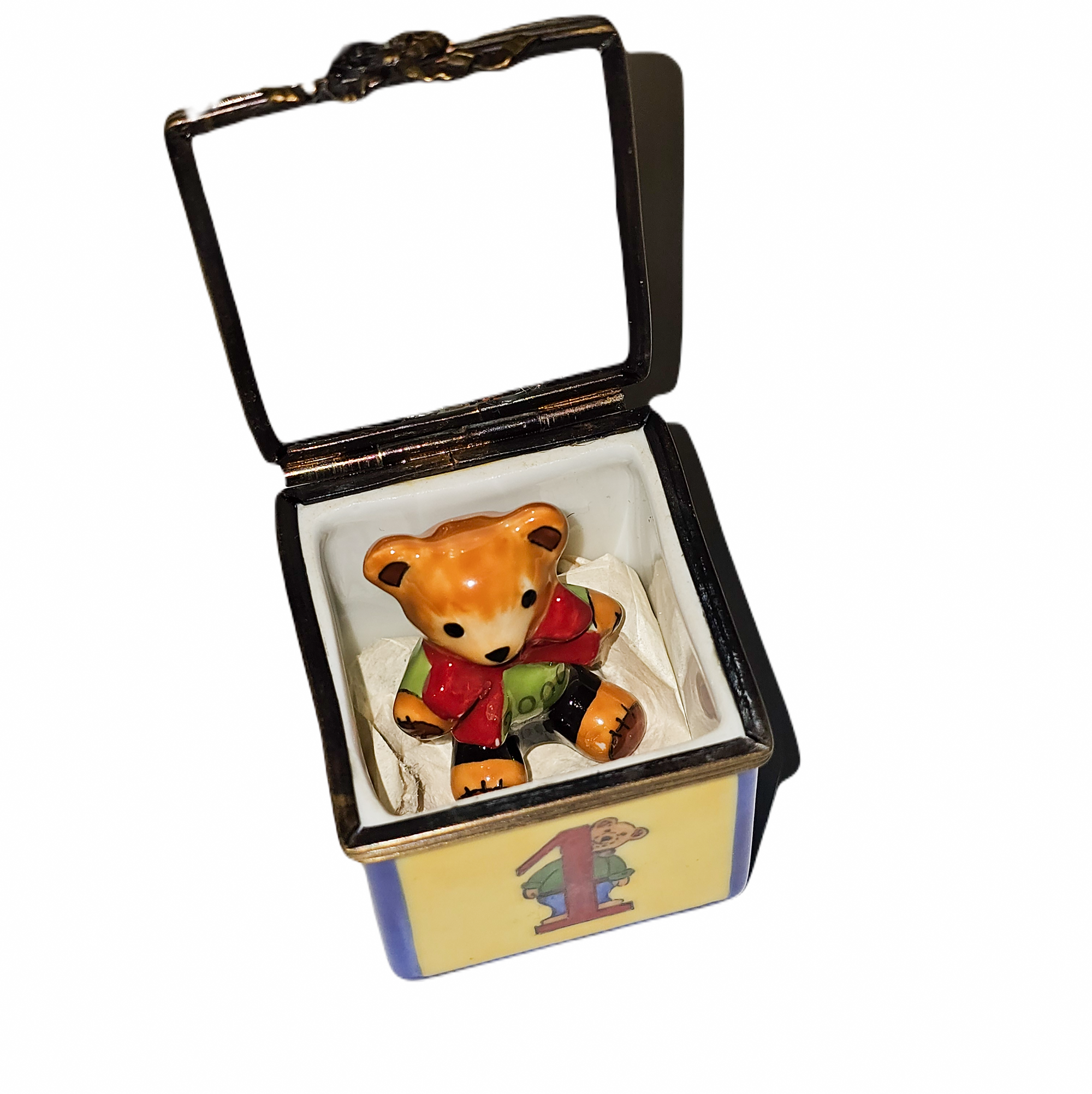 Teddy Bear Keepsake Treasure Porcelain Limoges teddy baby French Trinket Box