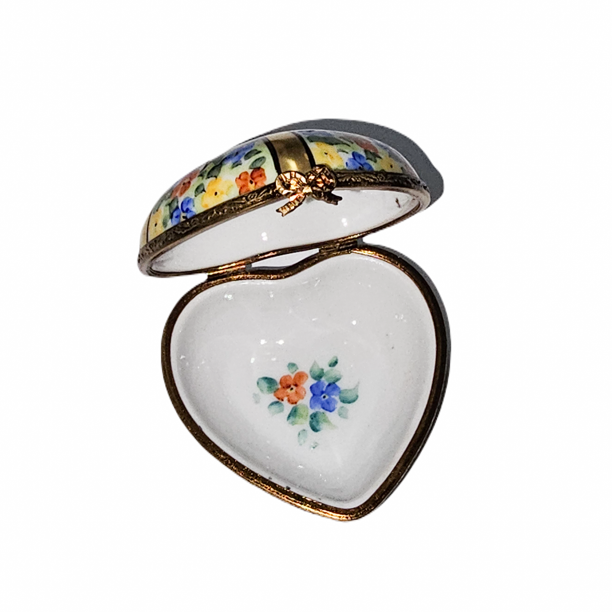Heart Shaped Floral Elegance Porcelain Limoges heart French Trinket Box