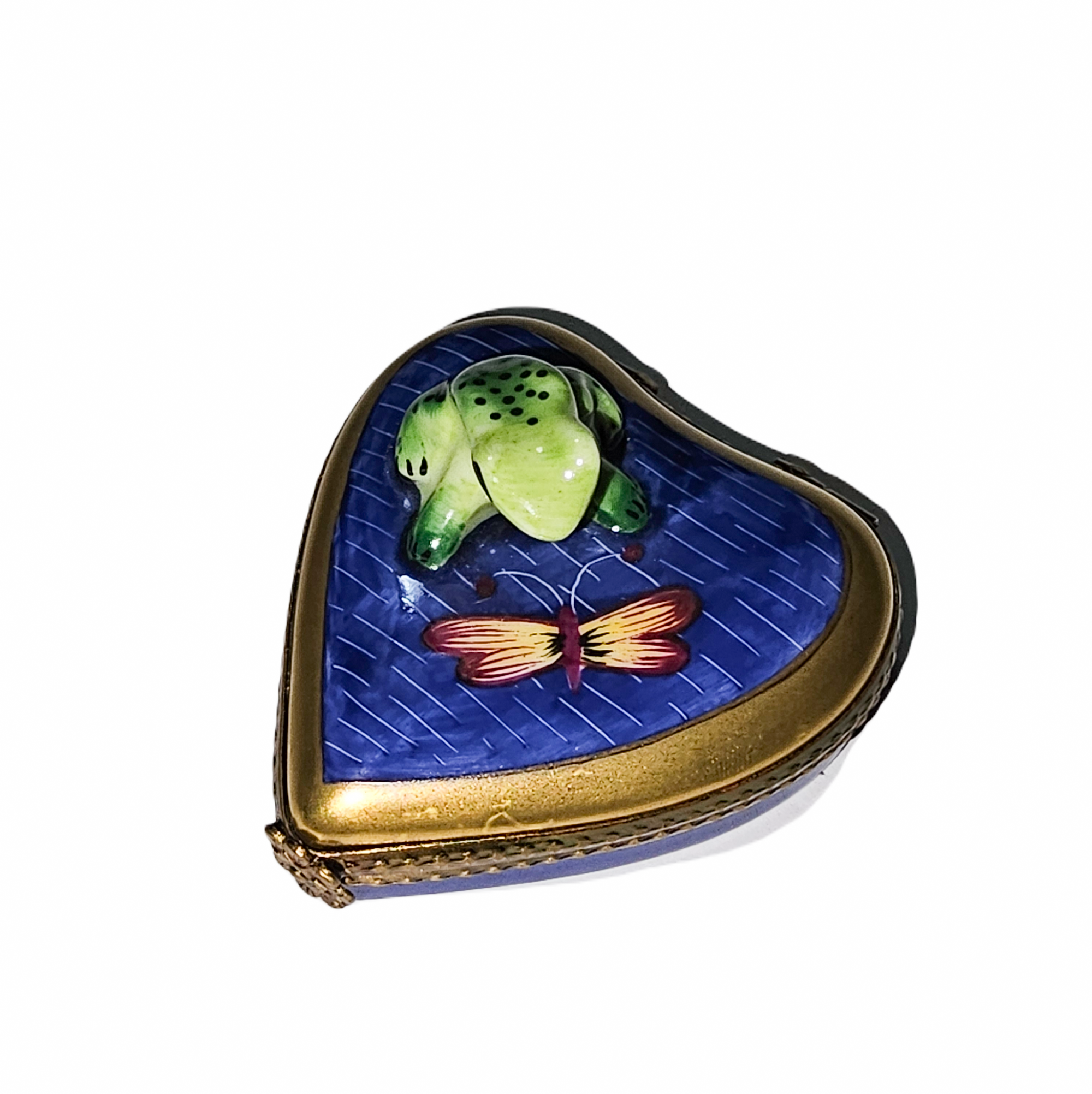 Frog Heart Elegance Limoges Box Porcelain Limoges Frog turtle French Trinket Box