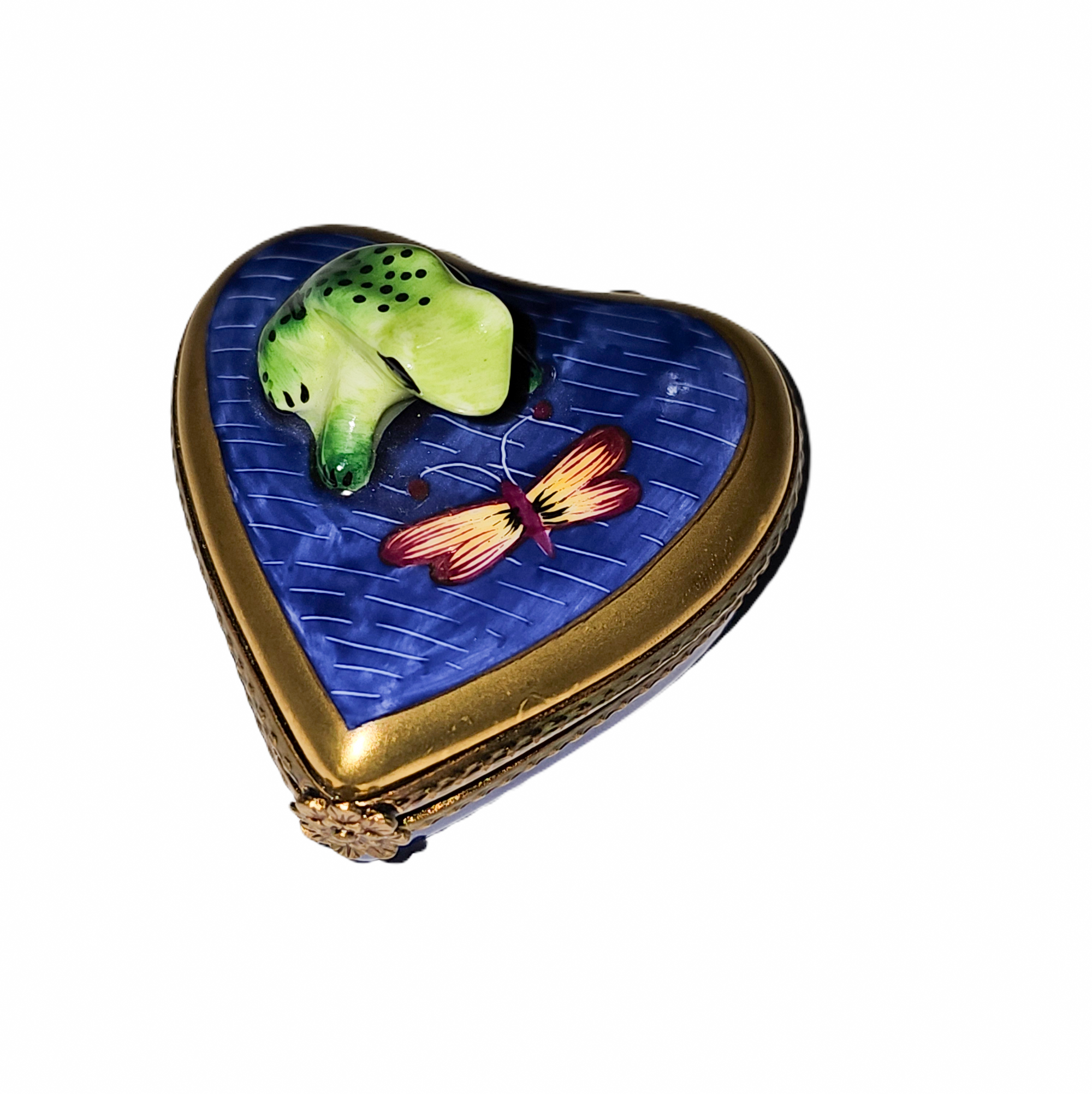Frog Heart Elegance Limoges Box Porcelain Limoges Frog turtle French Trinket Box