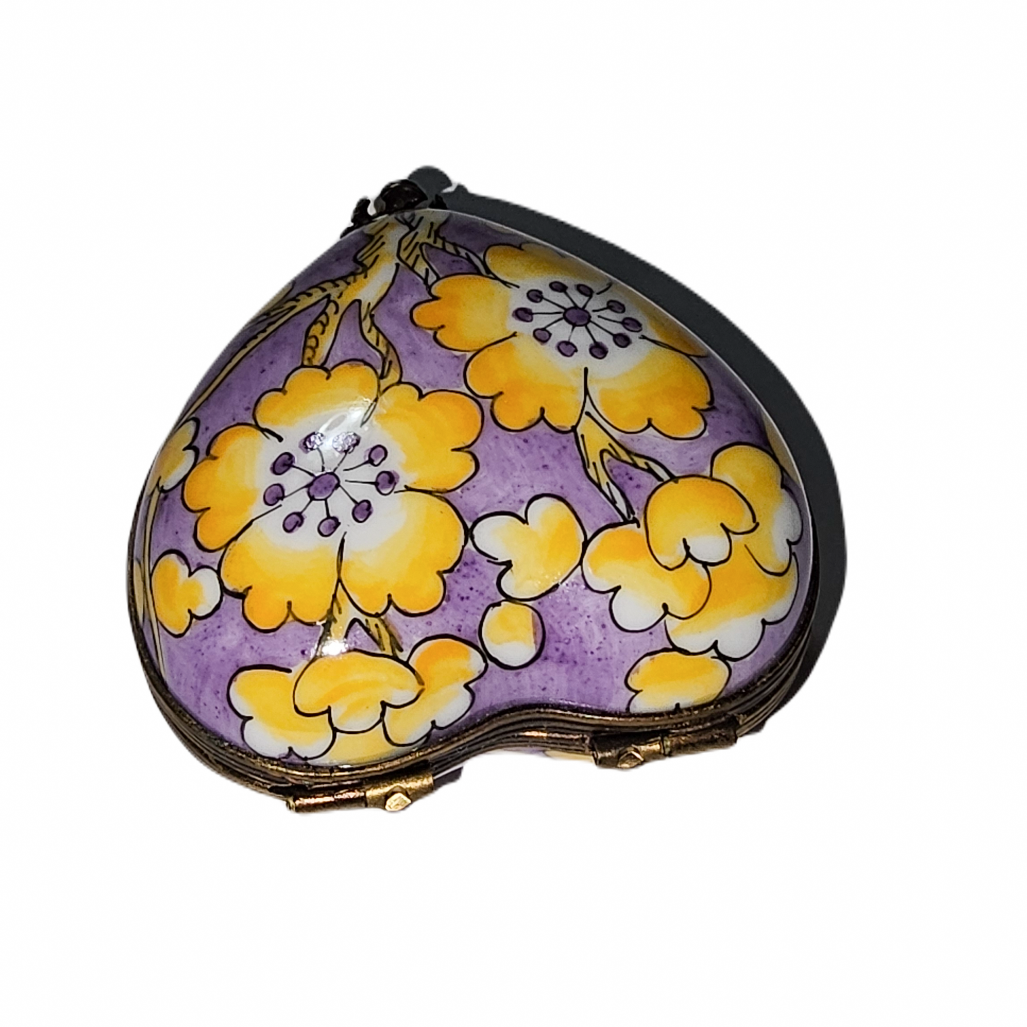 Purple Heart Floral Limoges Box Porcelain Limoges Heart French Trinket Box