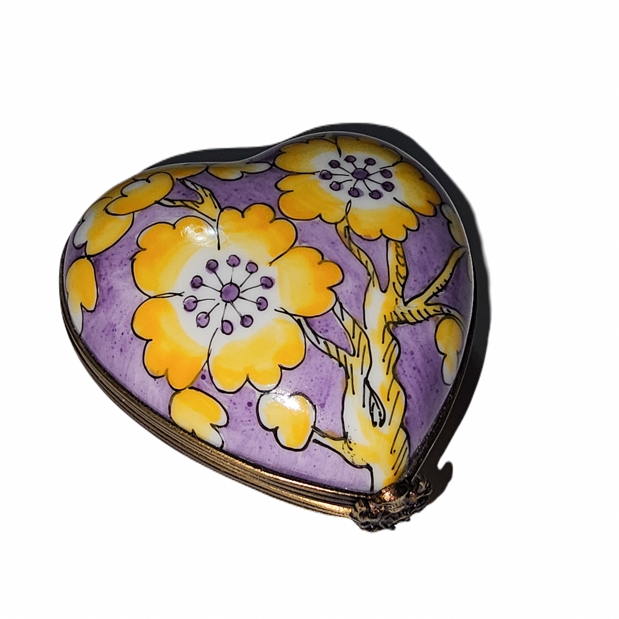 Purple Heart Floral Limoges Box Porcelain Limoges Heart French Trinket Box