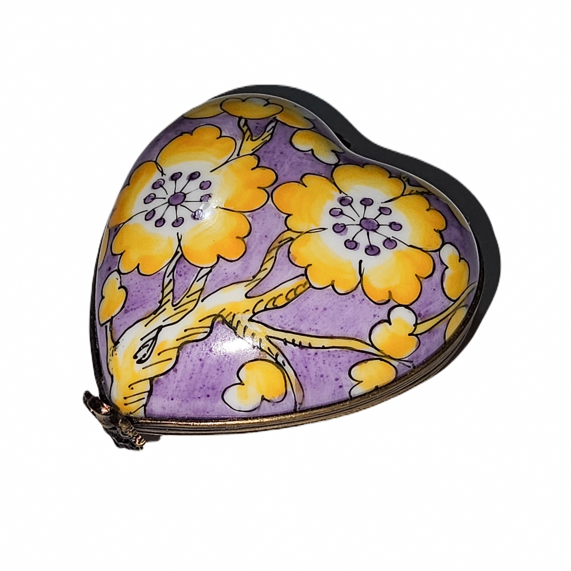 Purple Heart Floral Limoges Box Porcelain Limoges Heart French Trinket Box