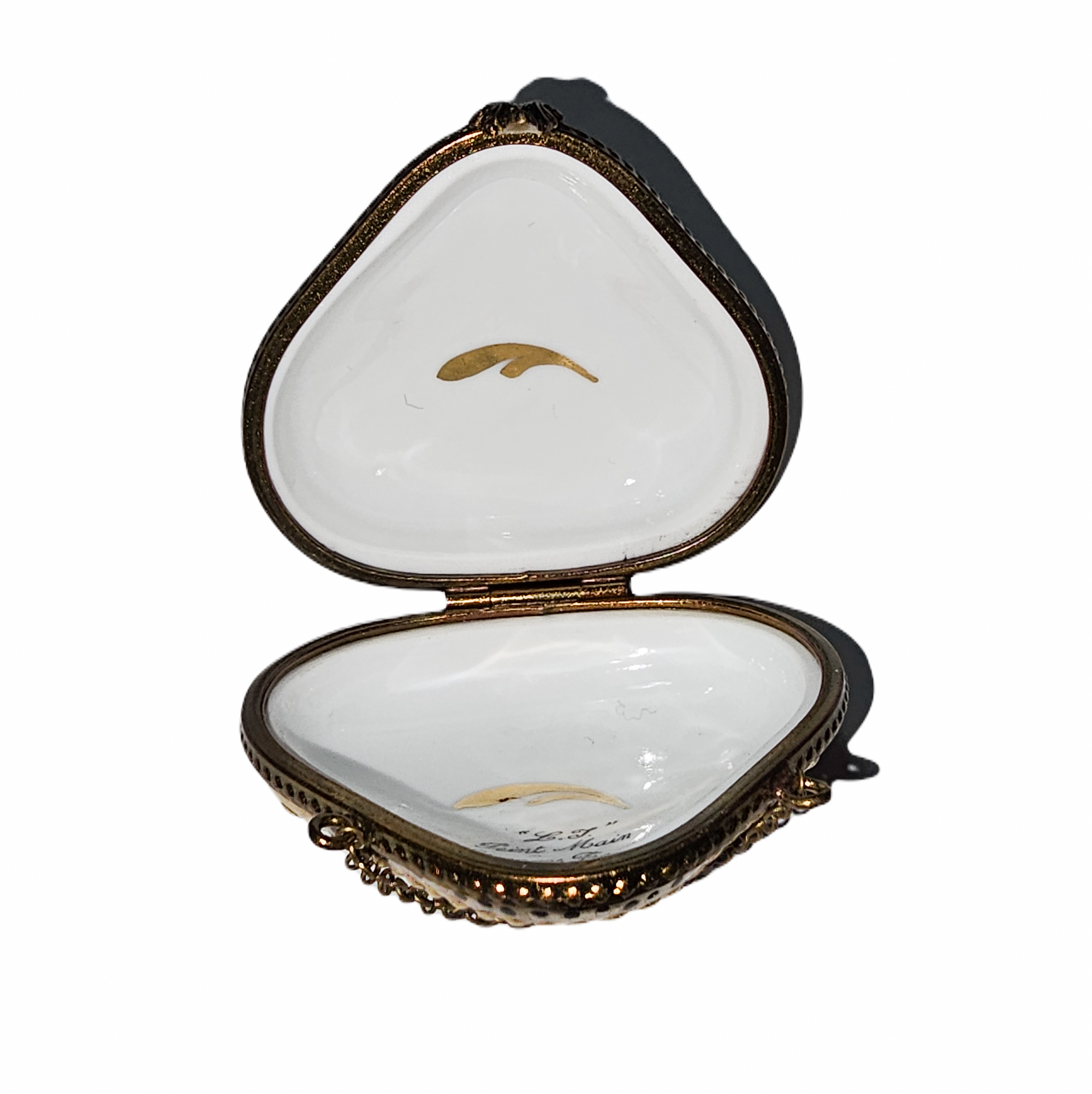 Elegant Hammered Silver Purse Porcelain Limoges purse French Trinket Box