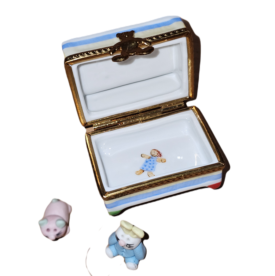 Whimsical Doll and Animal Treasure Porcelain Limoges baby kids French Trinket Box