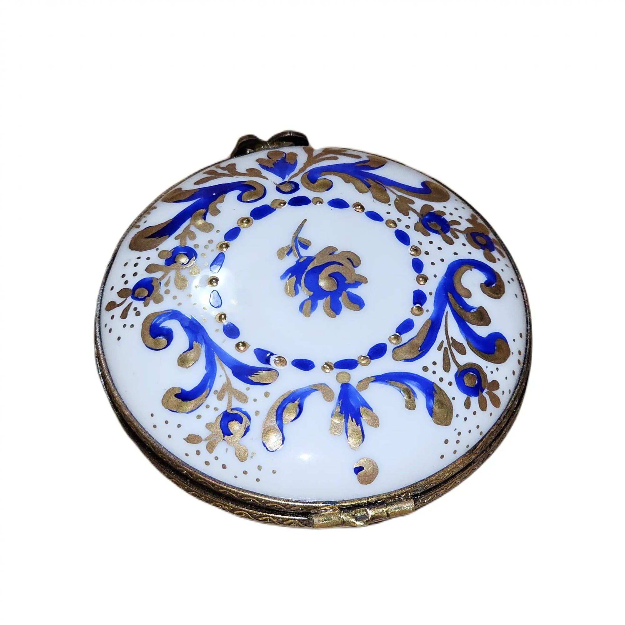 Blue Floral Gold Limoges Box Porcelain Limoges traditional French Trinket Box