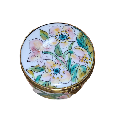 Pink Floral Elegance Box Porcelain Limoges traditional French Trinket Box
