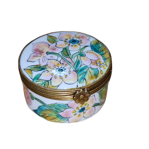 Pink Floral Elegance Box Porcelain Limoges traditional French Trinket Box