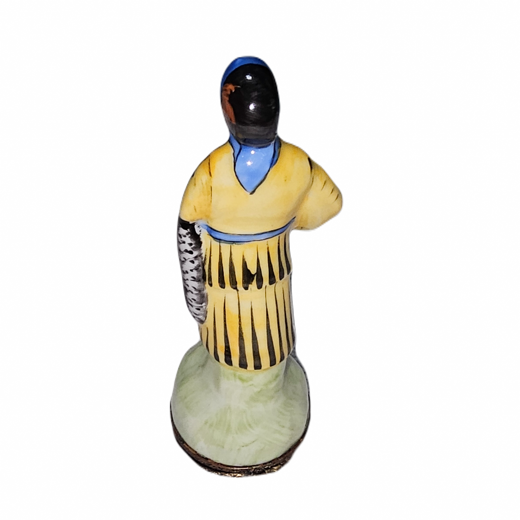 Woman Carrying Basket Figurine Porcelain Limoges professional garden travel French Trinket Box