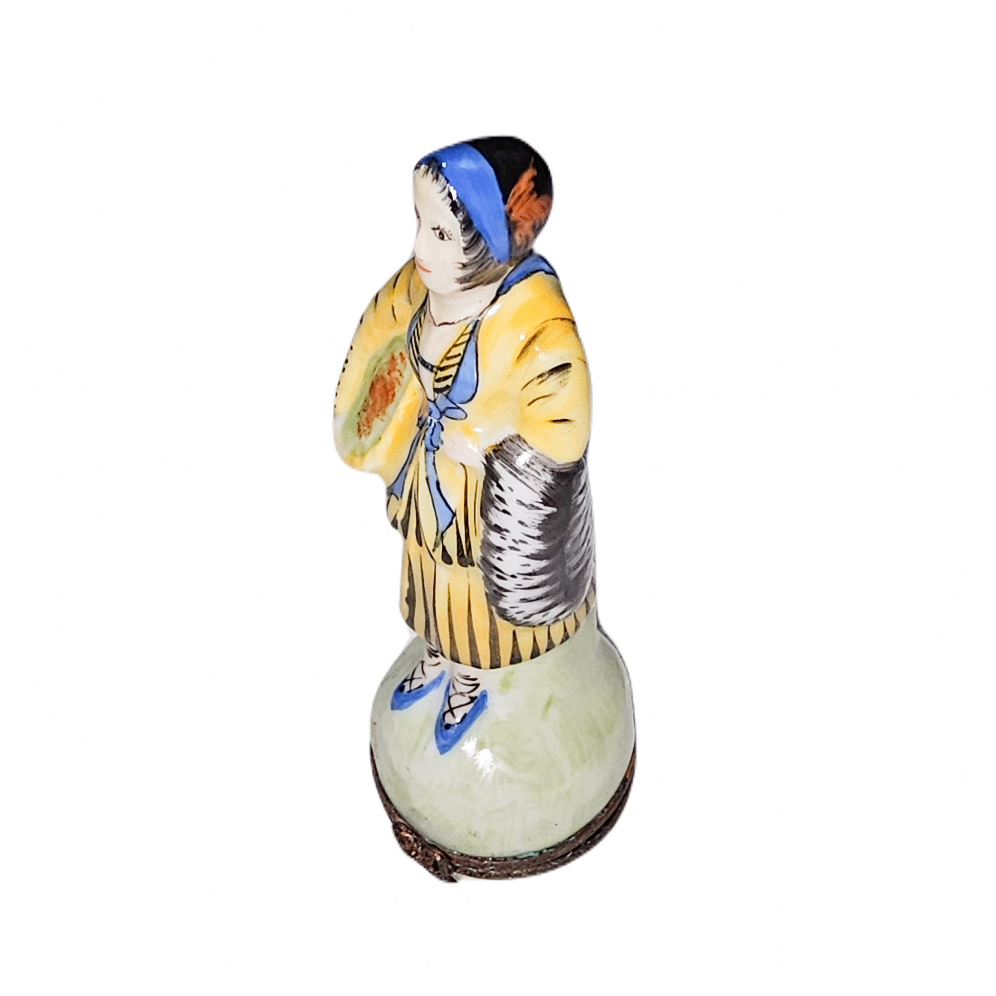 Woman Carrying Basket Figurine Porcelain Limoges professional garden travel French Trinket Box