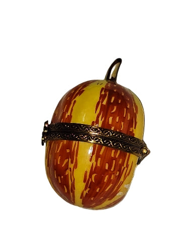 Orange Yellow Gourd Box Porcelain Limoges fruit Vegetable French Trinket Box
