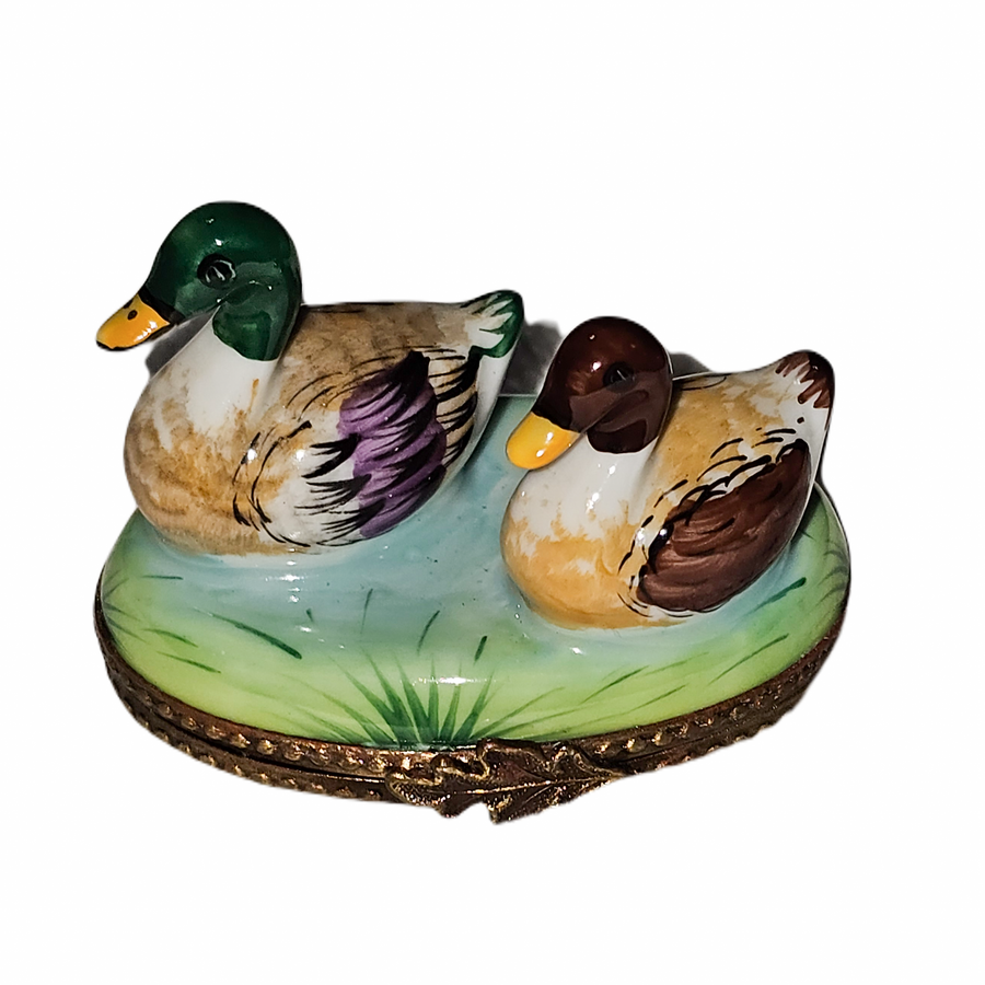 Ducks Gliding Limoges Box Porcelain Limoges birds bird French Trinket Box