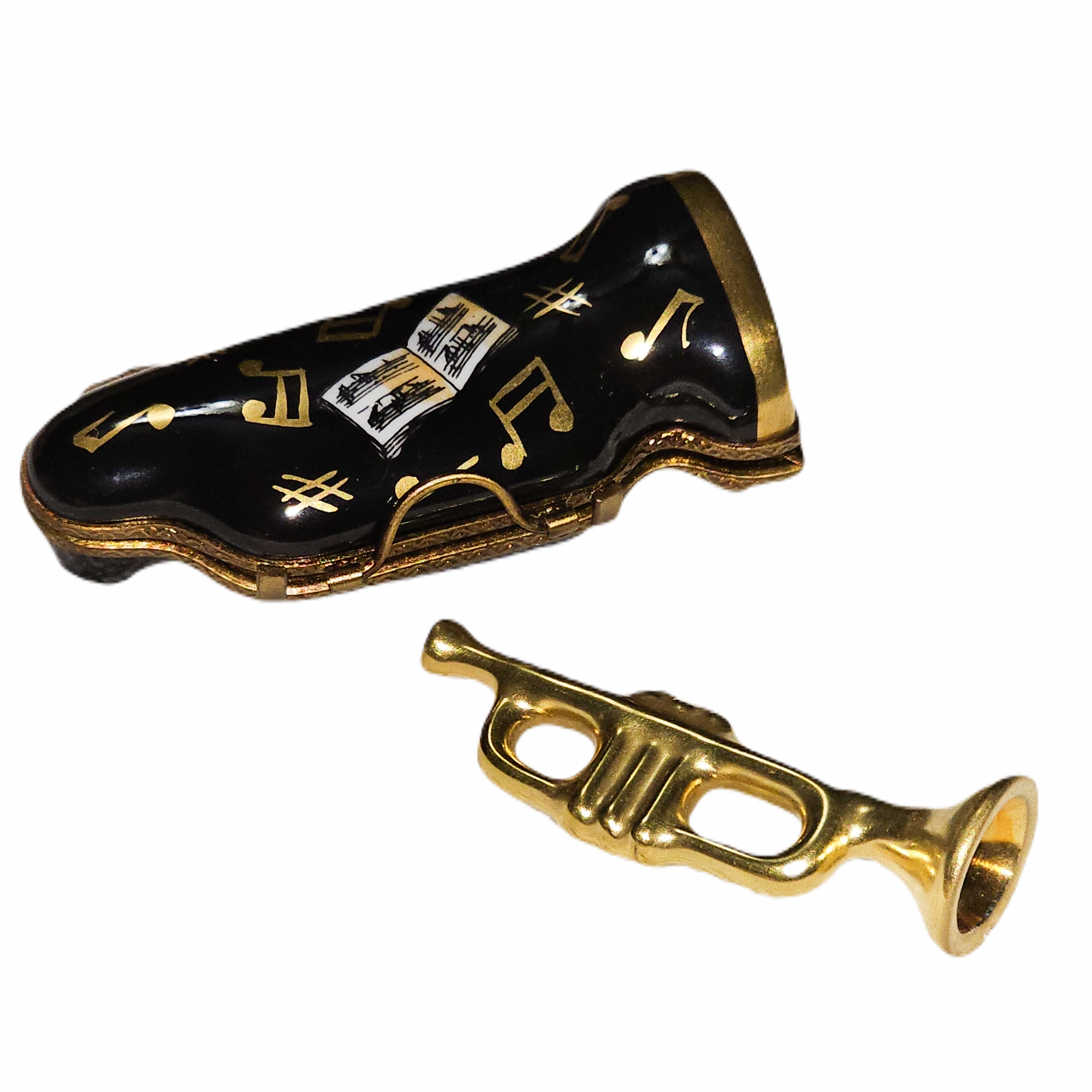 Trumpet Case Limoges Treasure Porcelain Limoges music French Trinket Box