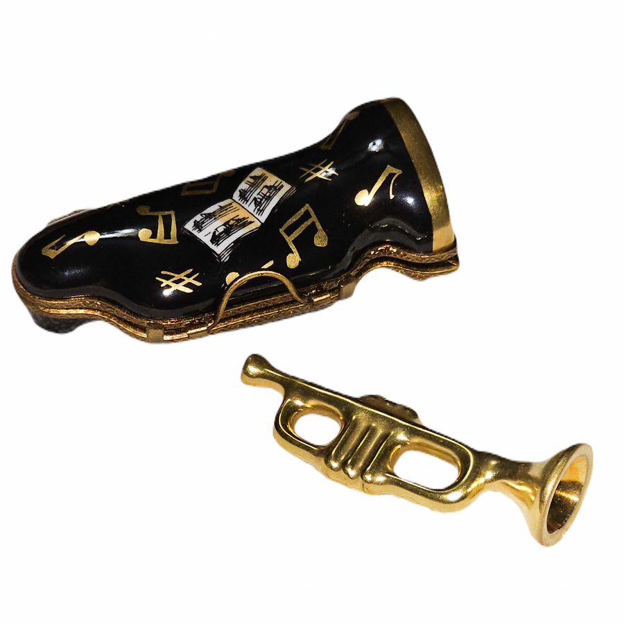 Trumpet Case Limoges Treasure Porcelain Limoges music French Trinket Box