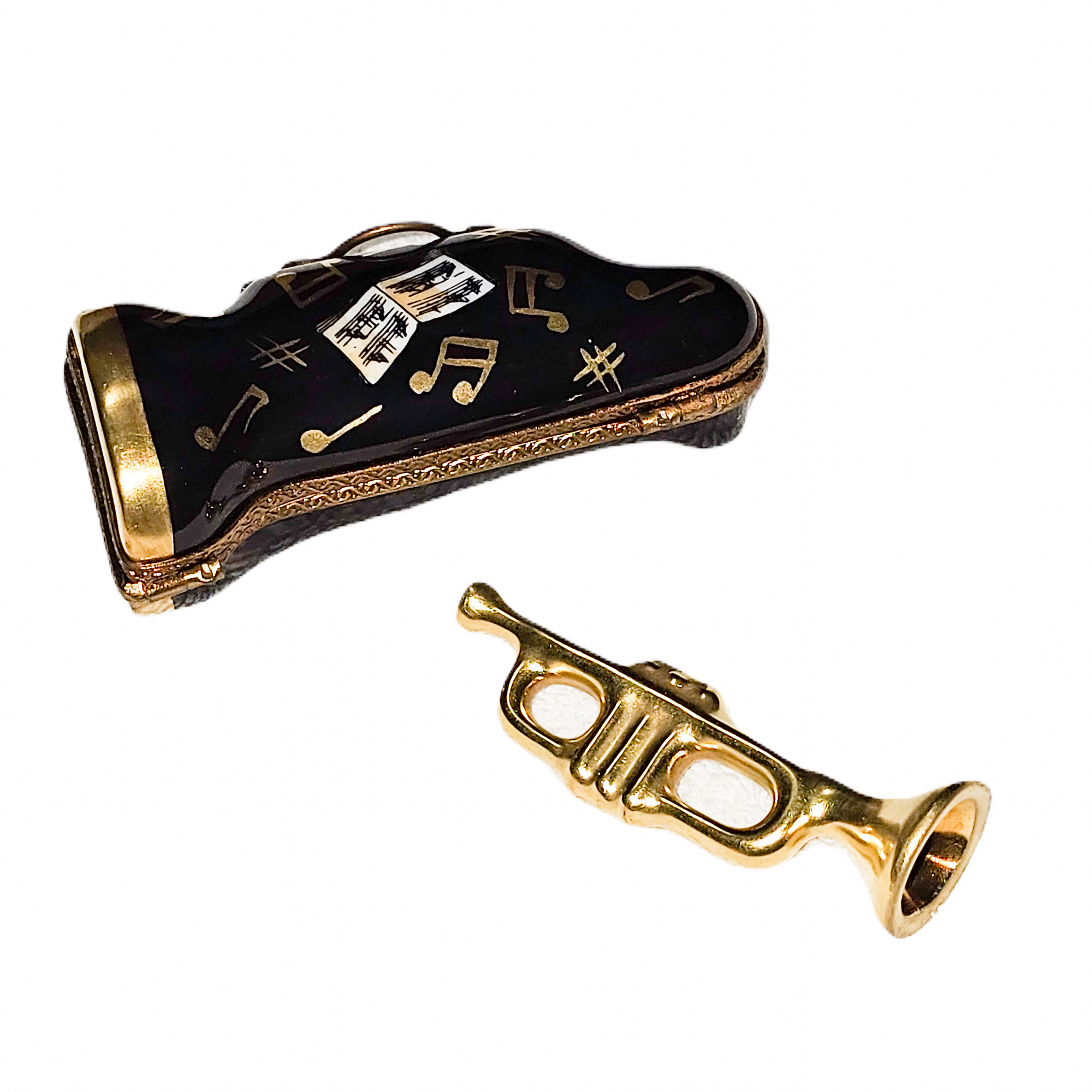 Trumpet Case Limoges Treasure Porcelain Limoges music French Trinket Box