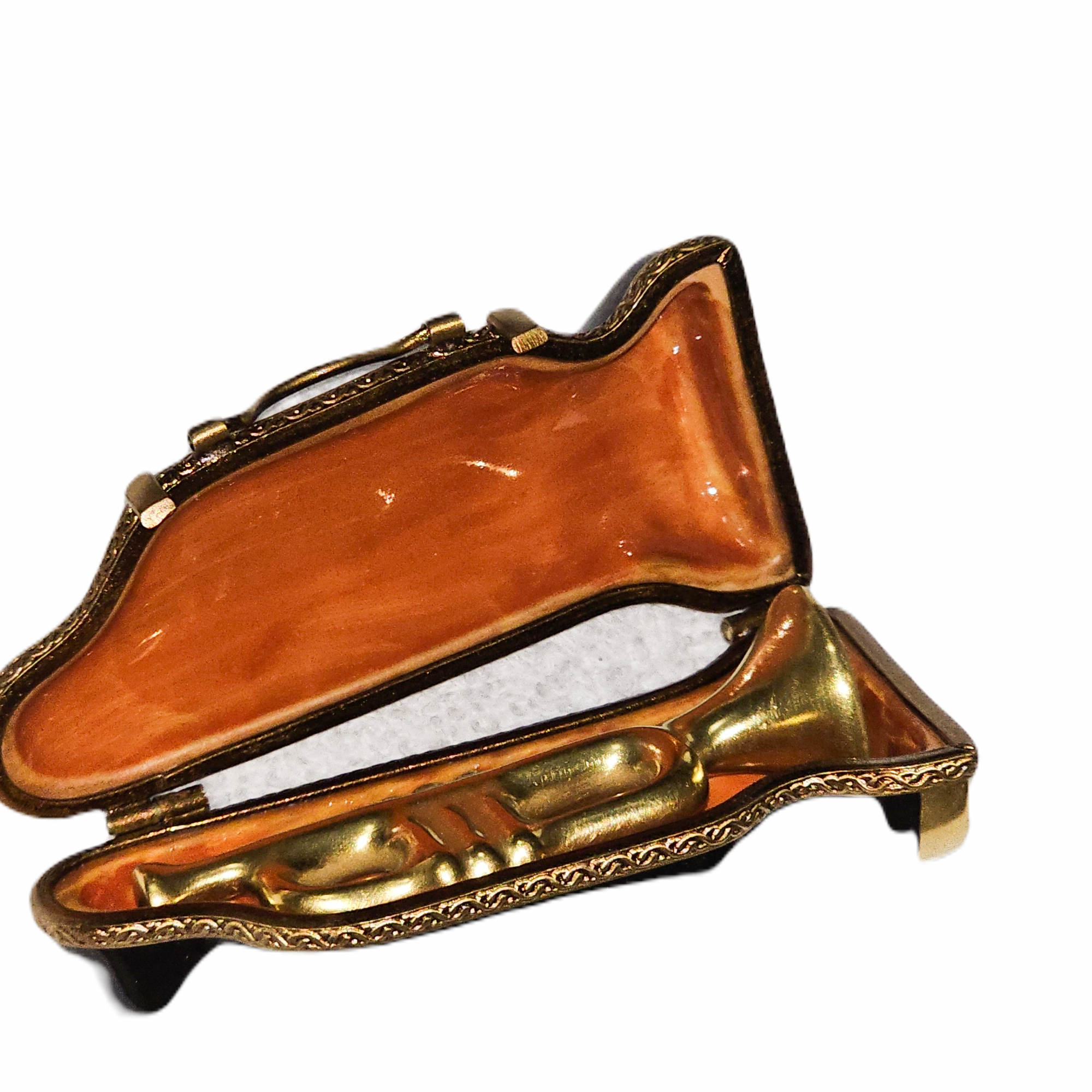 Trumpet Case Limoges Treasure Porcelain Limoges music French Trinket Box