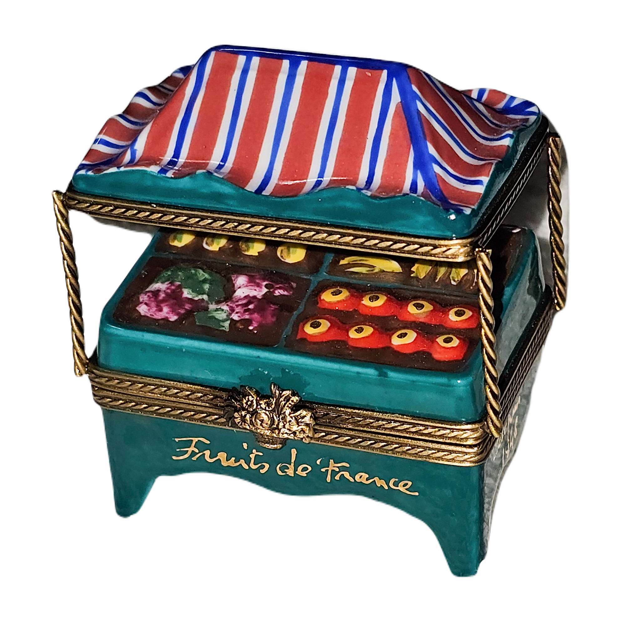 Charming French Fruit Stand Box Porcelain Limoges Fruit French Trinket Box