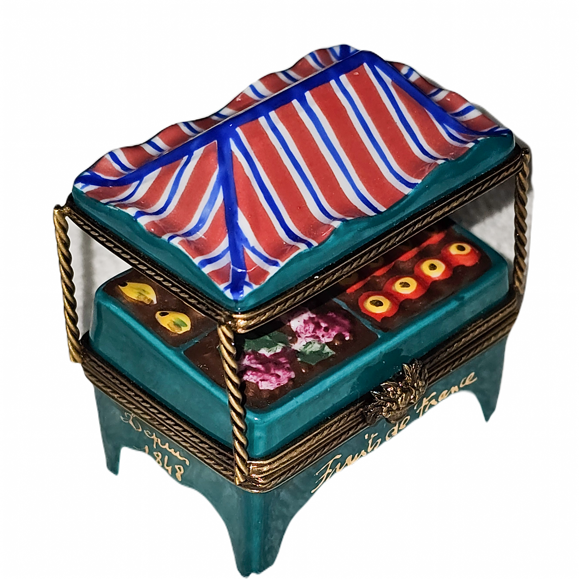 Charming French Fruit Stand Box Porcelain Limoges Fruit French Trinket Box