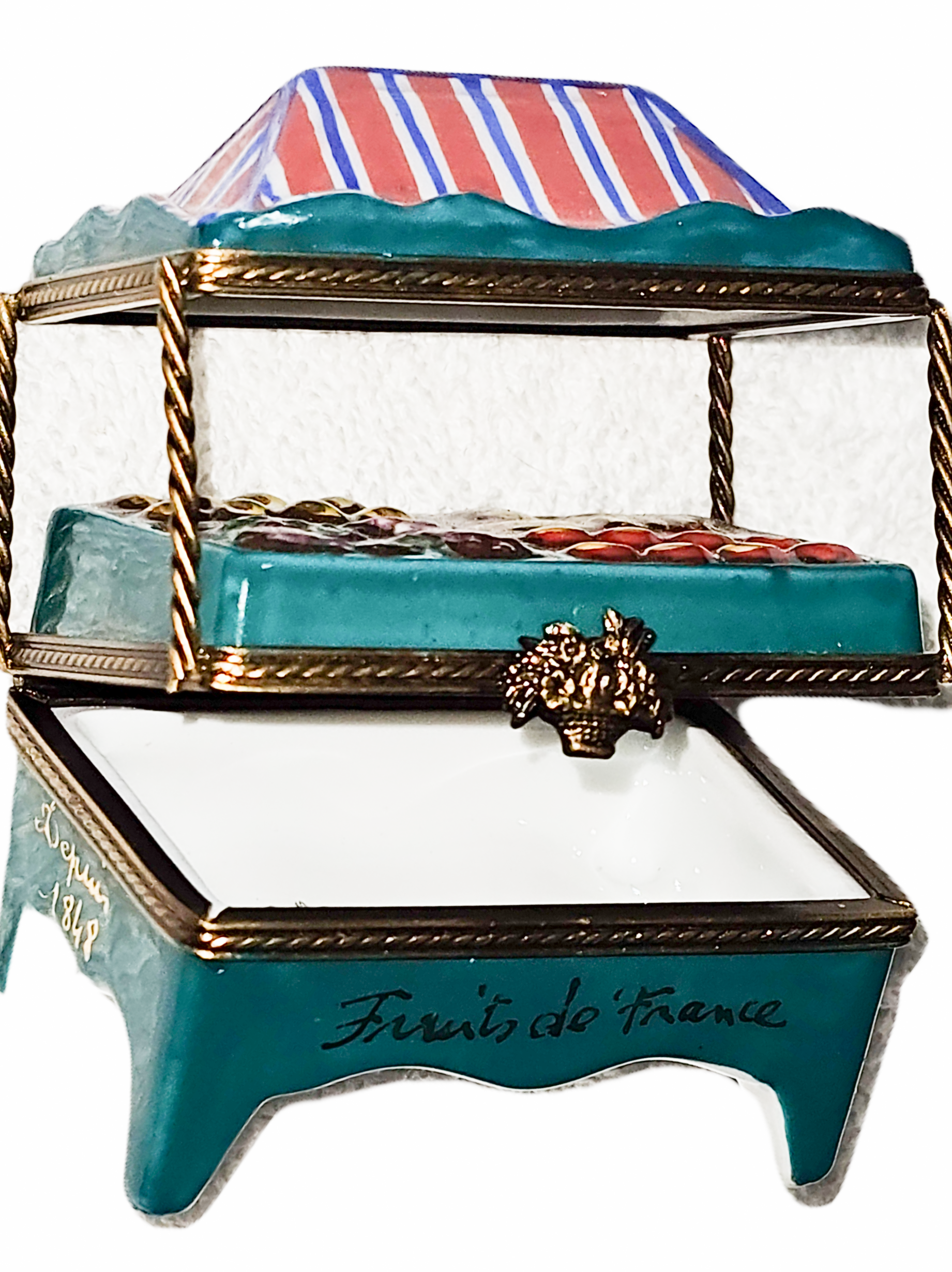 Charming French Fruit Stand Box Porcelain Limoges Fruit French Trinket Box