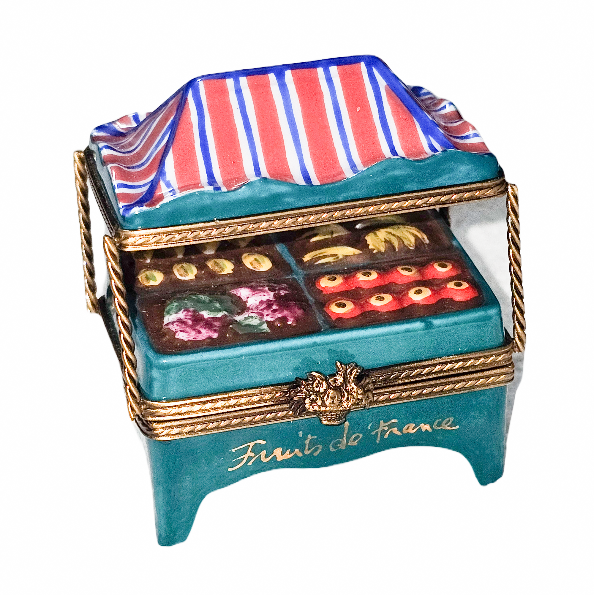 Charming French Fruit Stand Box Porcelain Limoges Fruit French Trinket Box