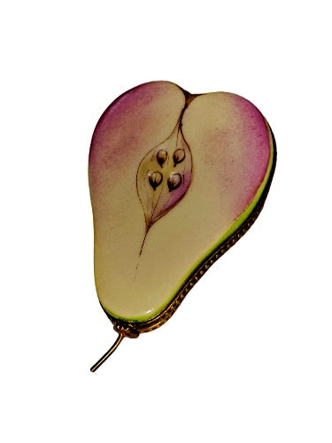Exquisite Hand-Painted Pear Box Porcelain Limoges fruit vegetable French Trinket Box